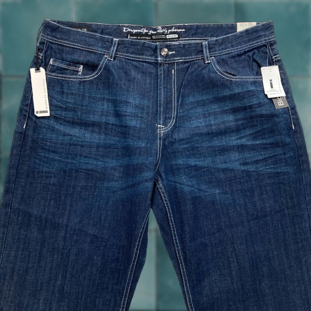 Vintage Buffalo Jeans Jeans Mens 42x30 Taylor Easy Straight Dark Wash Blue Denim Baggy 5-Pocket Design Jeans Relaxed Regular Men Mens Jeans Size US 42 / EU 58 - 1 Thumbnail