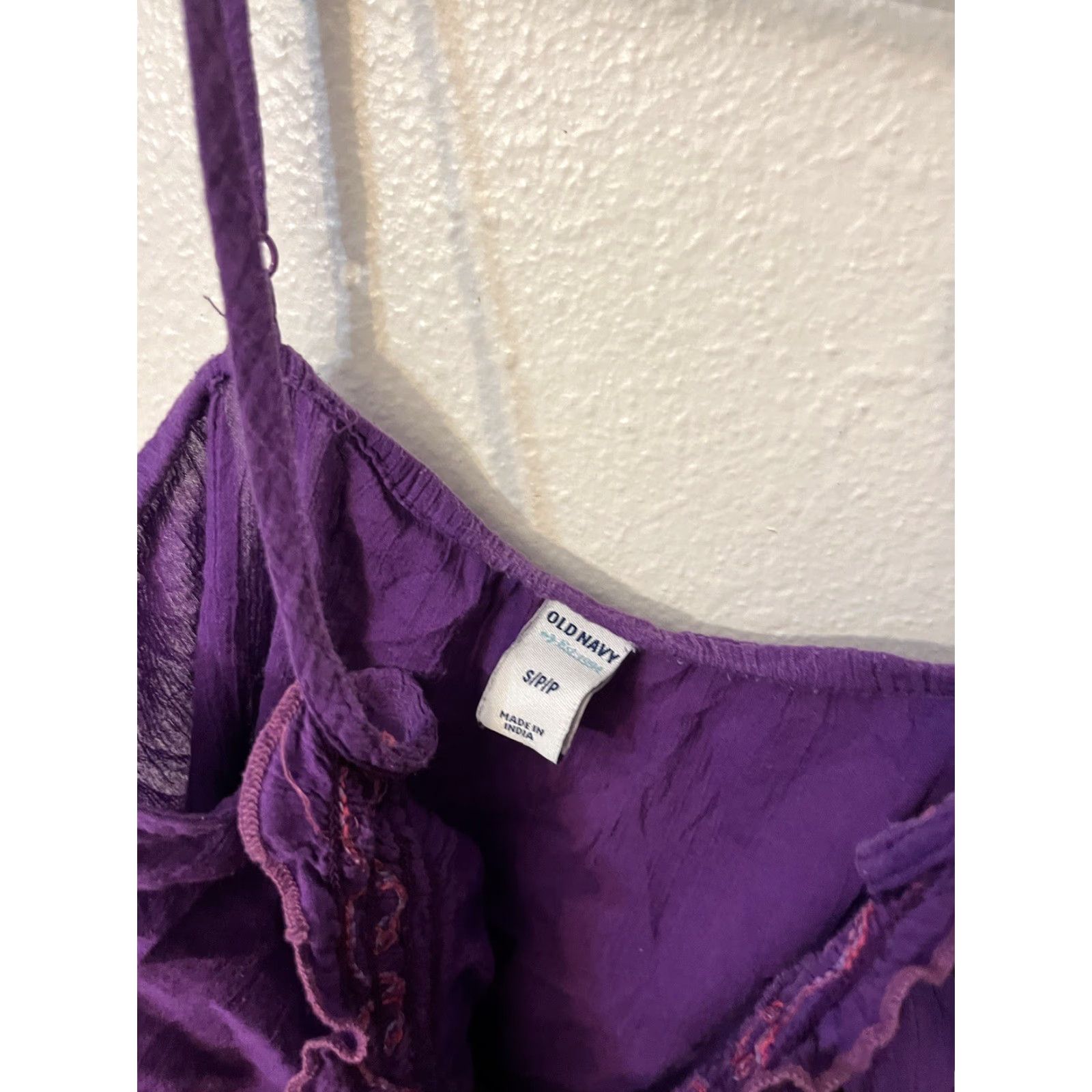 Old Navy Old Navy Tank Top Denim Boho Purple Small Women Sleeveless Spaghetti Strap V-Neck Bohemian/Peasant Shirt, Regular Fit Size S / US 4 / IT 40 - 2 Thumbnail