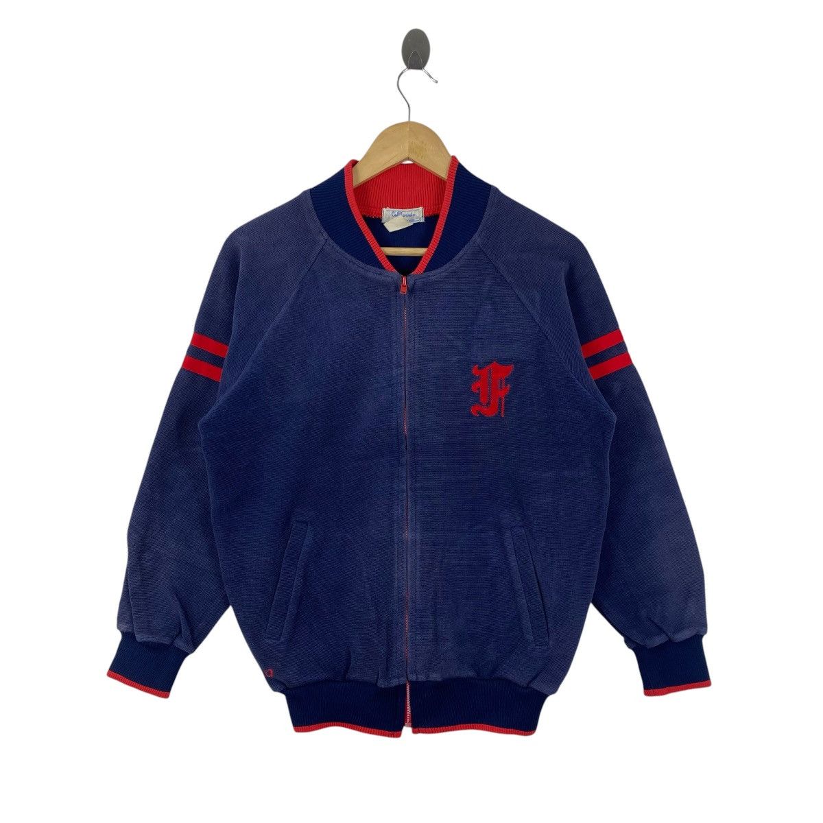Vintage Vtg 70s California Todal Knit Bomber Jacket Navy Red Logo Size US M / EU 48-50 / 2 - 1 Thumbnail