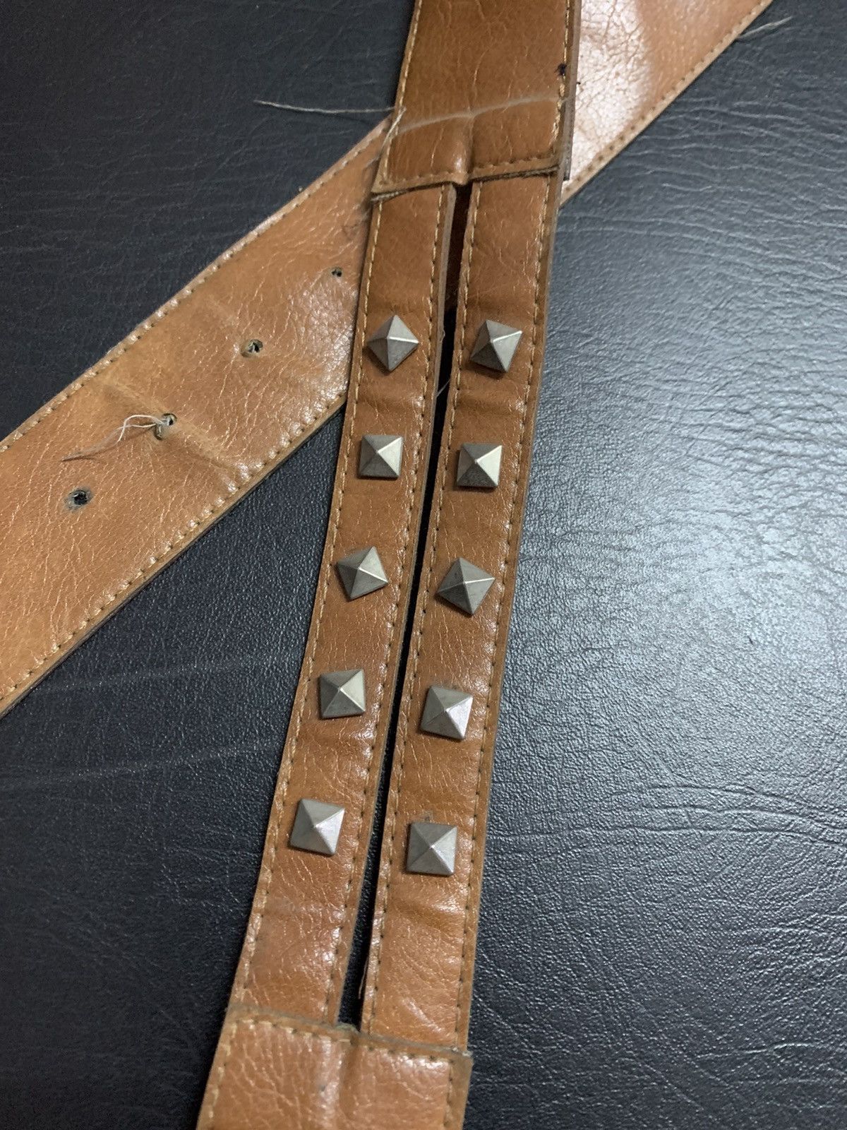 If Six Was Nine Brown leather studded belt Size ONE SIZE - 3 Thumbnail