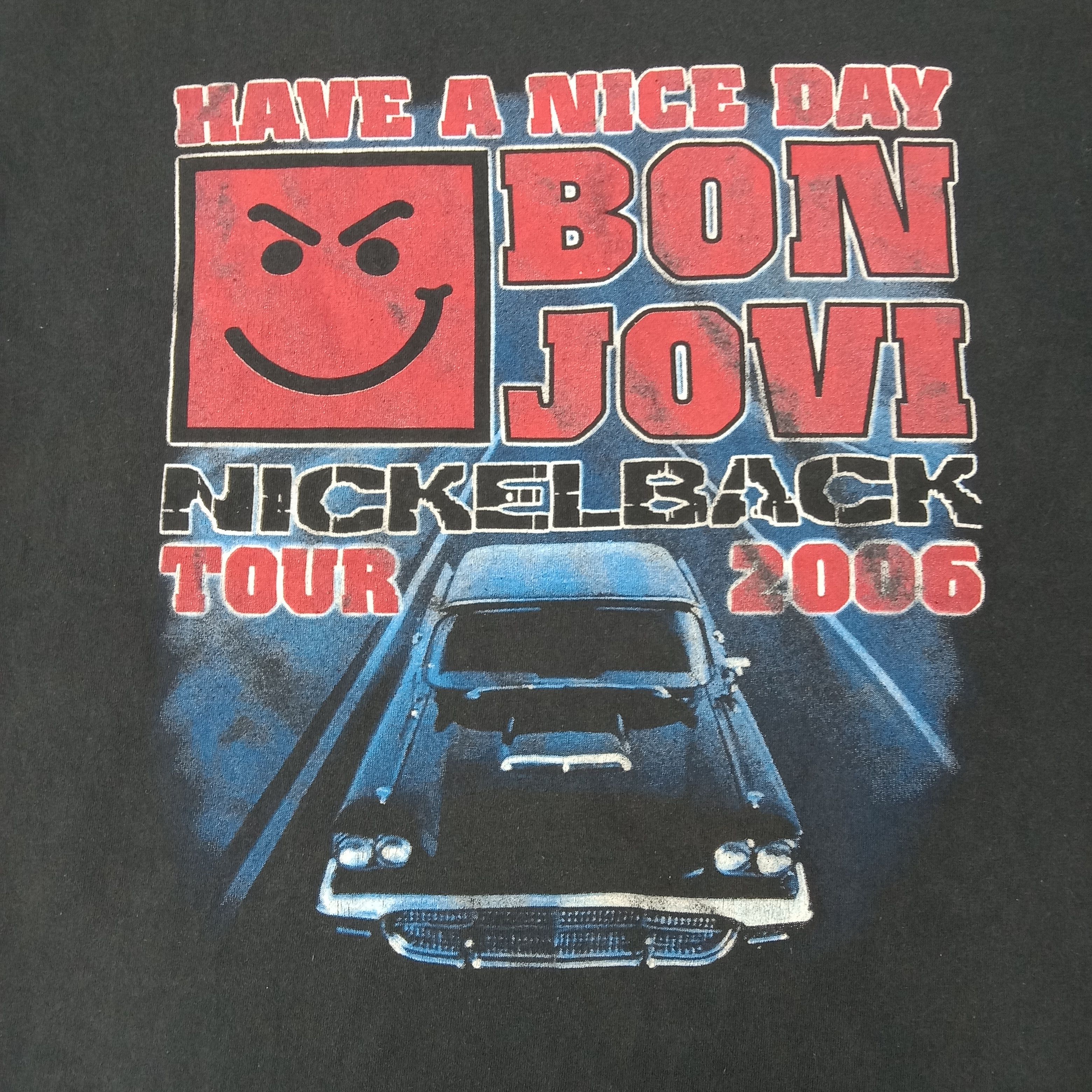 Band Tees Bon Jovi Nickelback Rock Band Tour 2006 Tshirt C259N71 Size US L / EU 52-54 / 3 - 4 Thumbnail