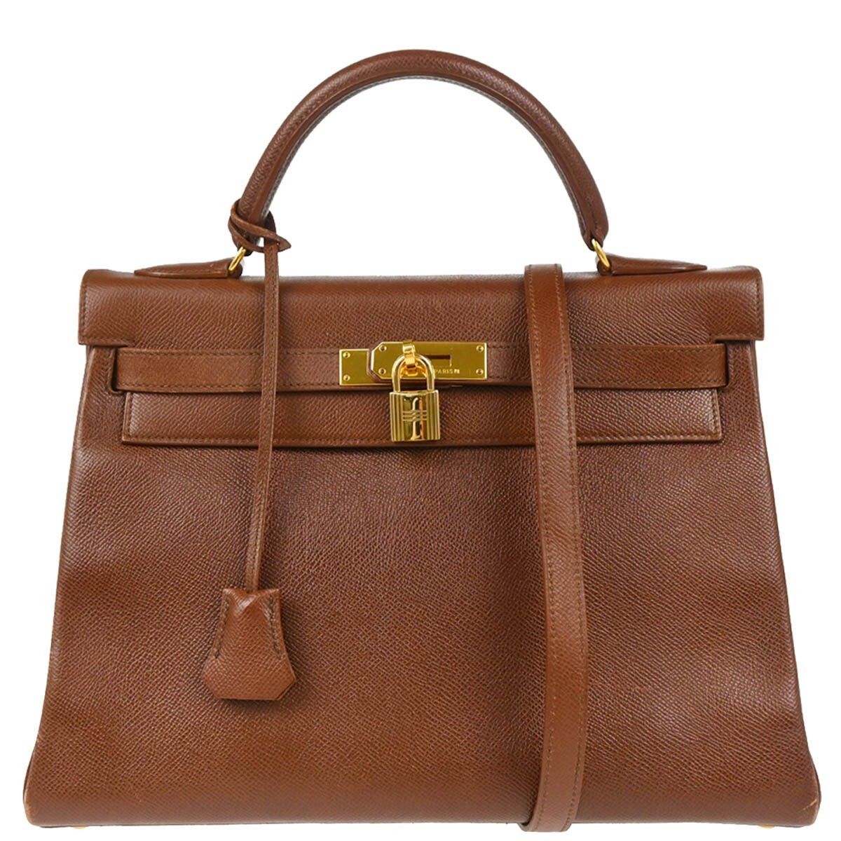 Hermes Hermes Kelly Handbag Brown Courchevel with Gold Hardware Size ONE SIZE - 1 Thumbnail