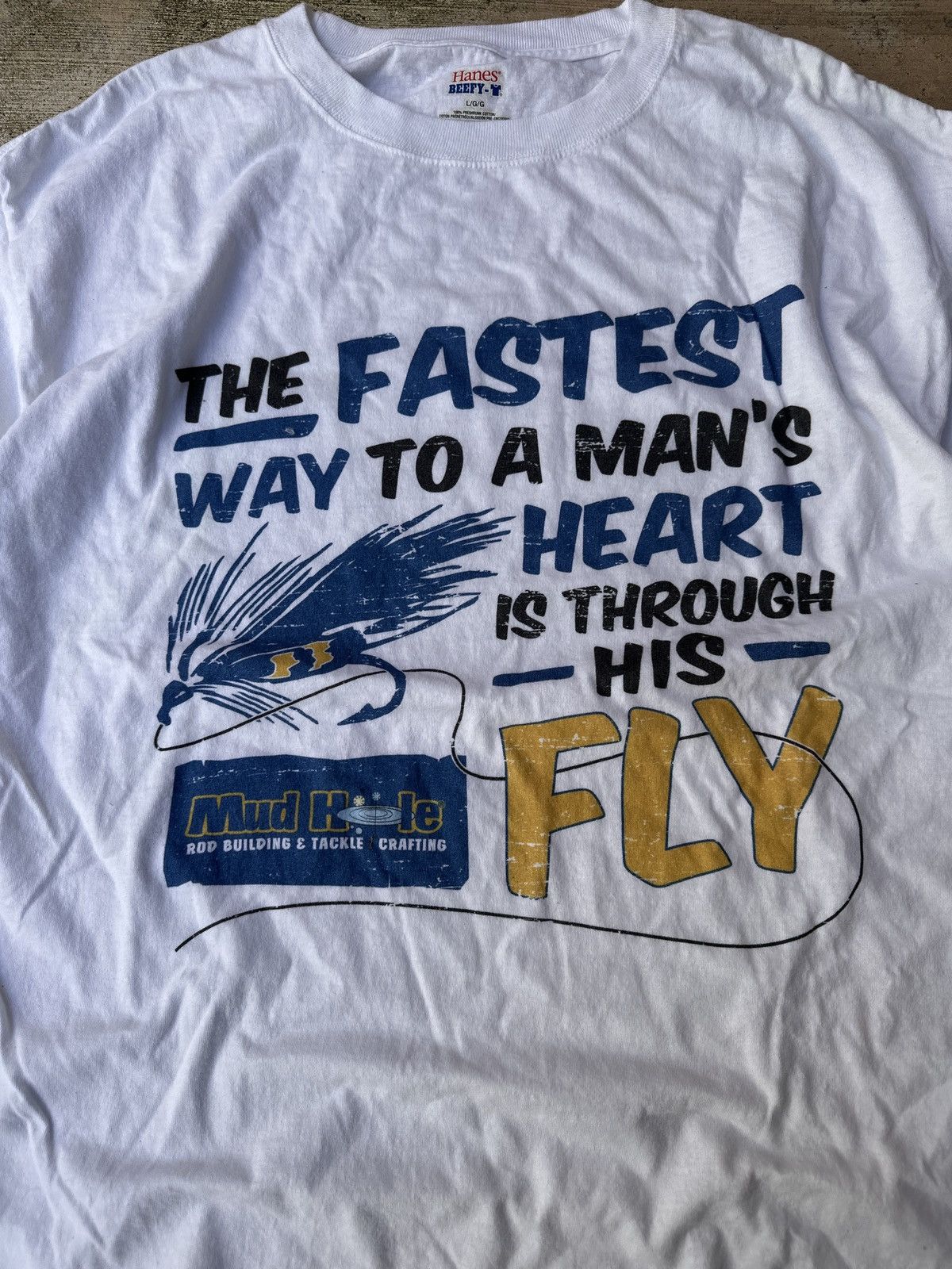Vintage Vintage 90s Humor Joke T-Shirt Fishing Fly man’s heart Size US L / EU 52-54 / 3 - 2 Thumbnail