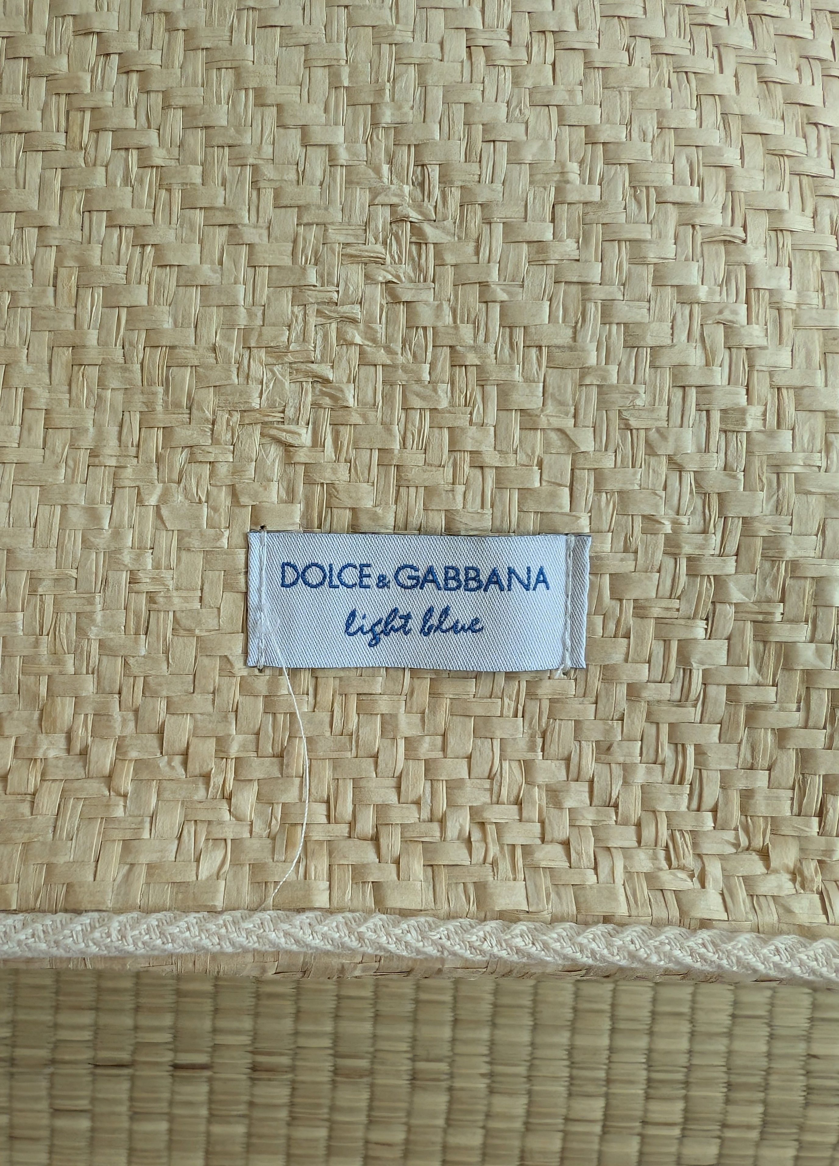 Dolce & Gabbana Dolce Gabbana Light Blue Woven Straw Weave Tote Bag Size ONE SIZE - 3 Thumbnail