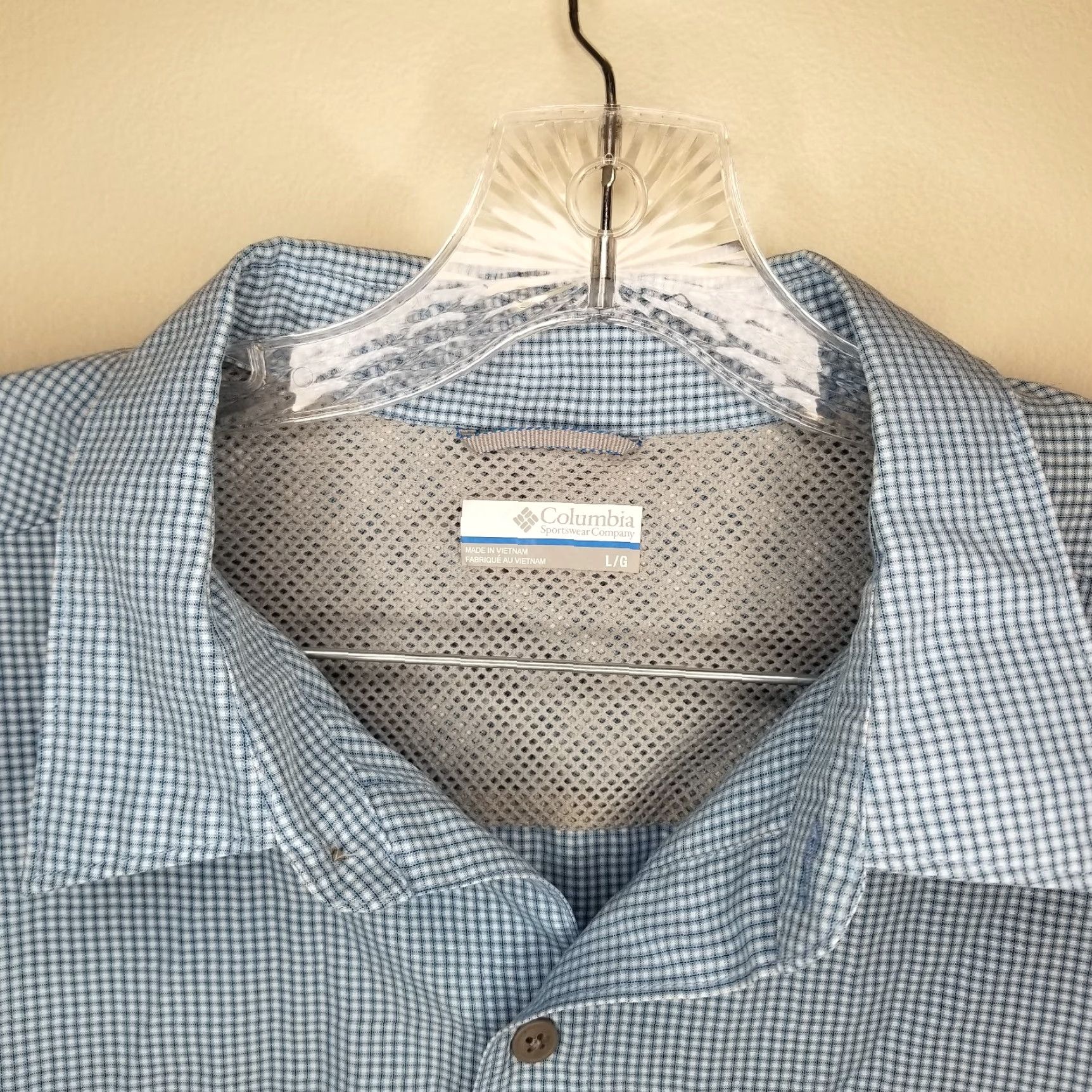 Vintage Columbia Shirt Men L Regular Short Sleeve Blue Button-Up Size US 33 - 4 Thumbnail