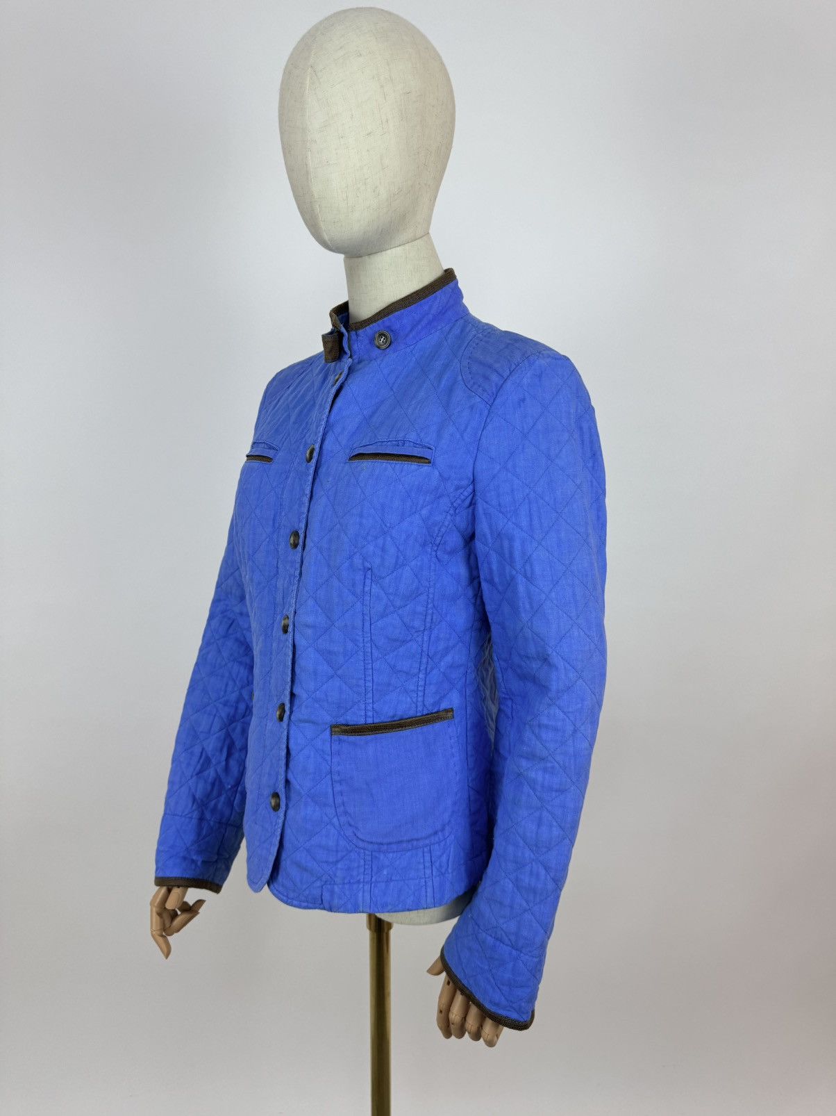 Designer × Stephan Schneider SCHNEIDERS Linen Quilt Field Jacket Womens Preppy Style Size XS / US 0-2 / IT 36-38 - 2 Thumbnail