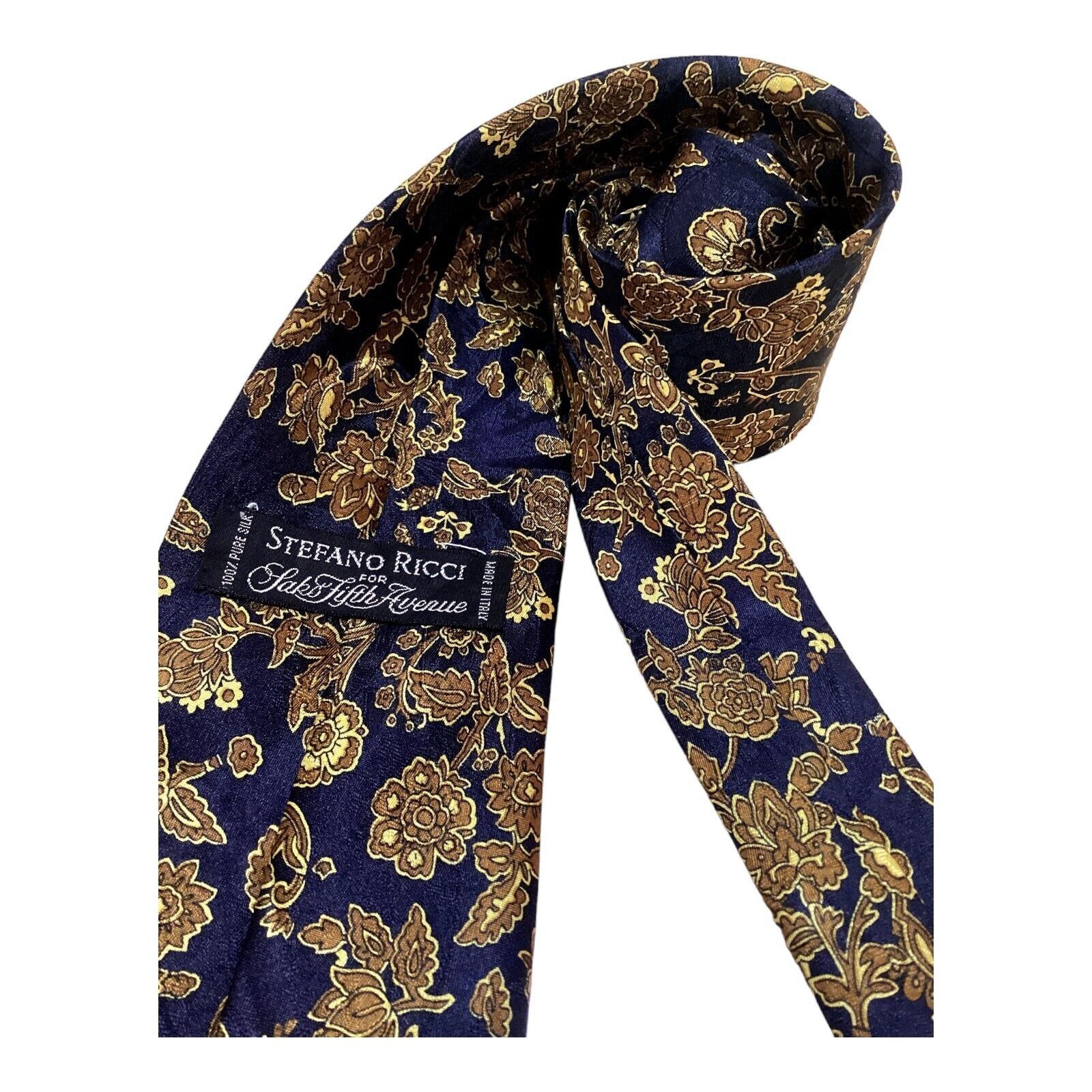 Stefano Ricci STEFANO RICCI Navy Floral Luxury Designer Silk Tie Made Ital Size ONE SIZE - 3 Thumbnail