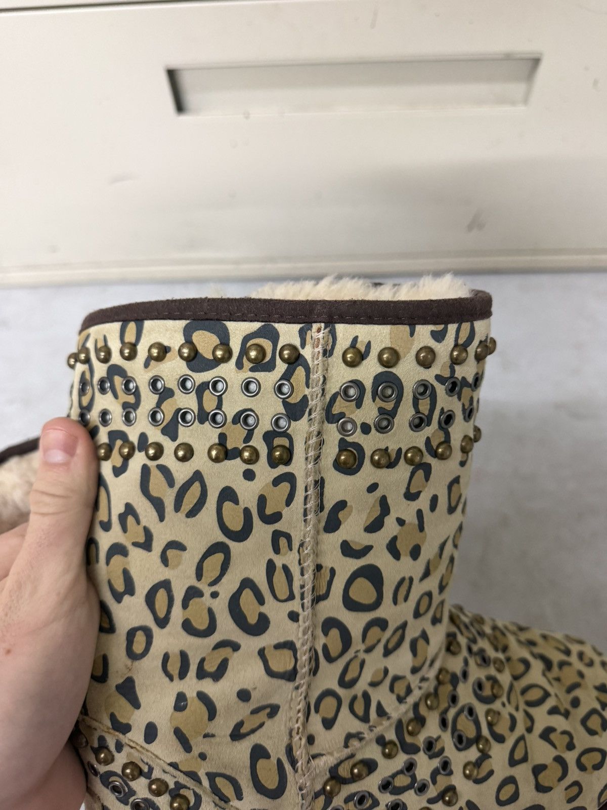 Jimmy Choo Jimmy Choo x UGG Studded Cheetah Print Sherling Boot Size US 8.5 / EU 41-42 - 4 Thumbnail