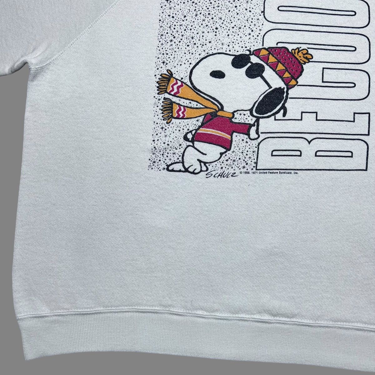 Peanuts × Vintage Vtg 80s Be Cool Snoopy Peanuts Winter Pullover Sweatshirt Size US L / EU 52-54 / 3 - 6 Thumbnail