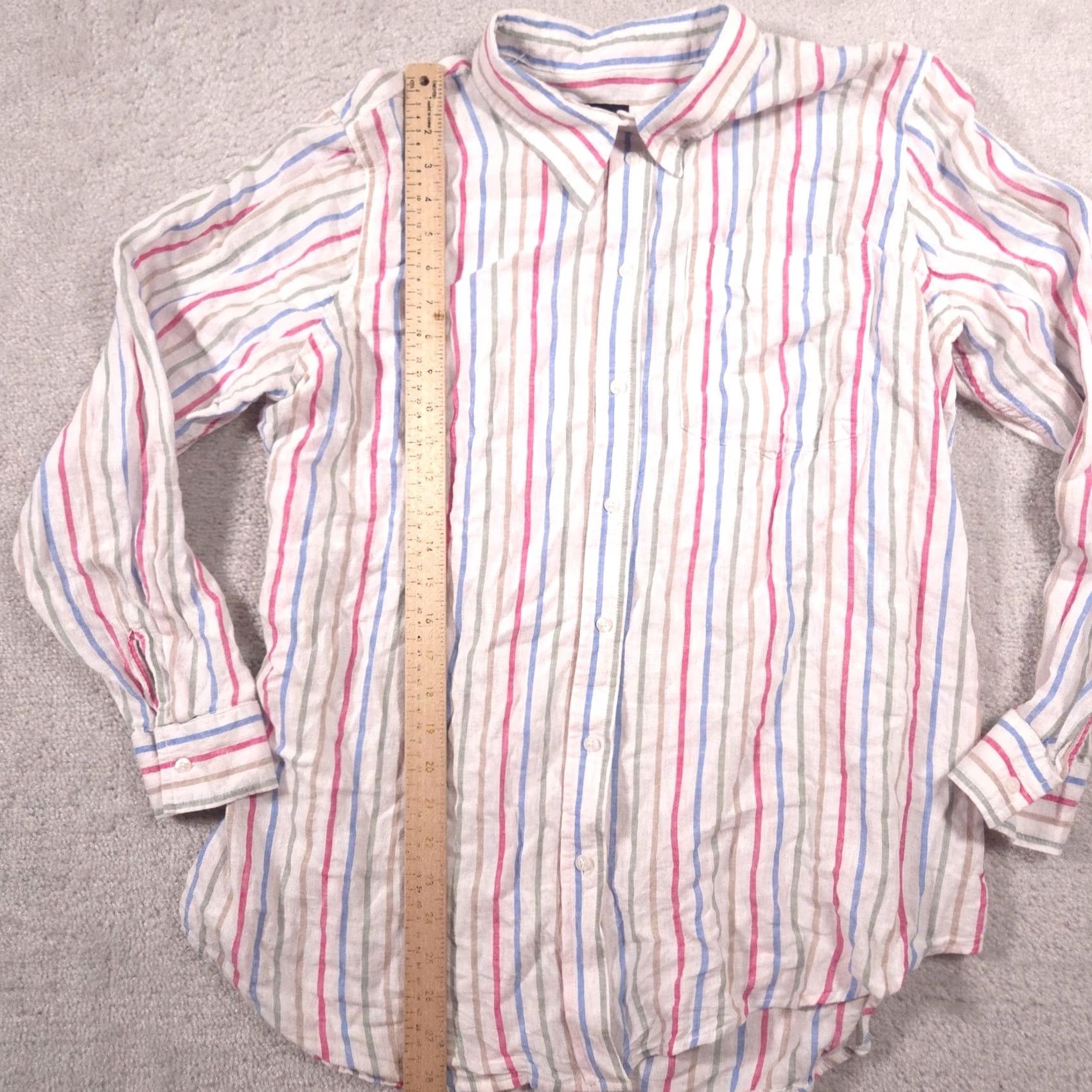 Gap Gap Shirt Mens XL White Striped Linen Blend Button Front Long Sleeve Casual Size US XL / EU 56 / 4 - 6 Thumbnail