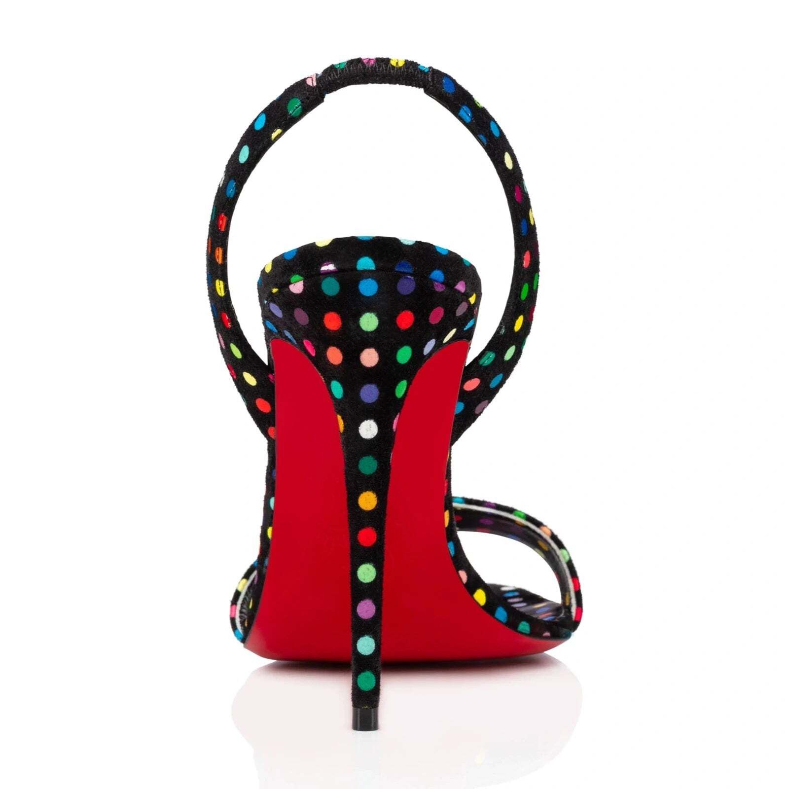 Christian Louboutin O Marylin 100 Black Polka Dot Slingback Sandal Heel Pump 40 Size US 10 / IT 40 - 10 Thumbnail