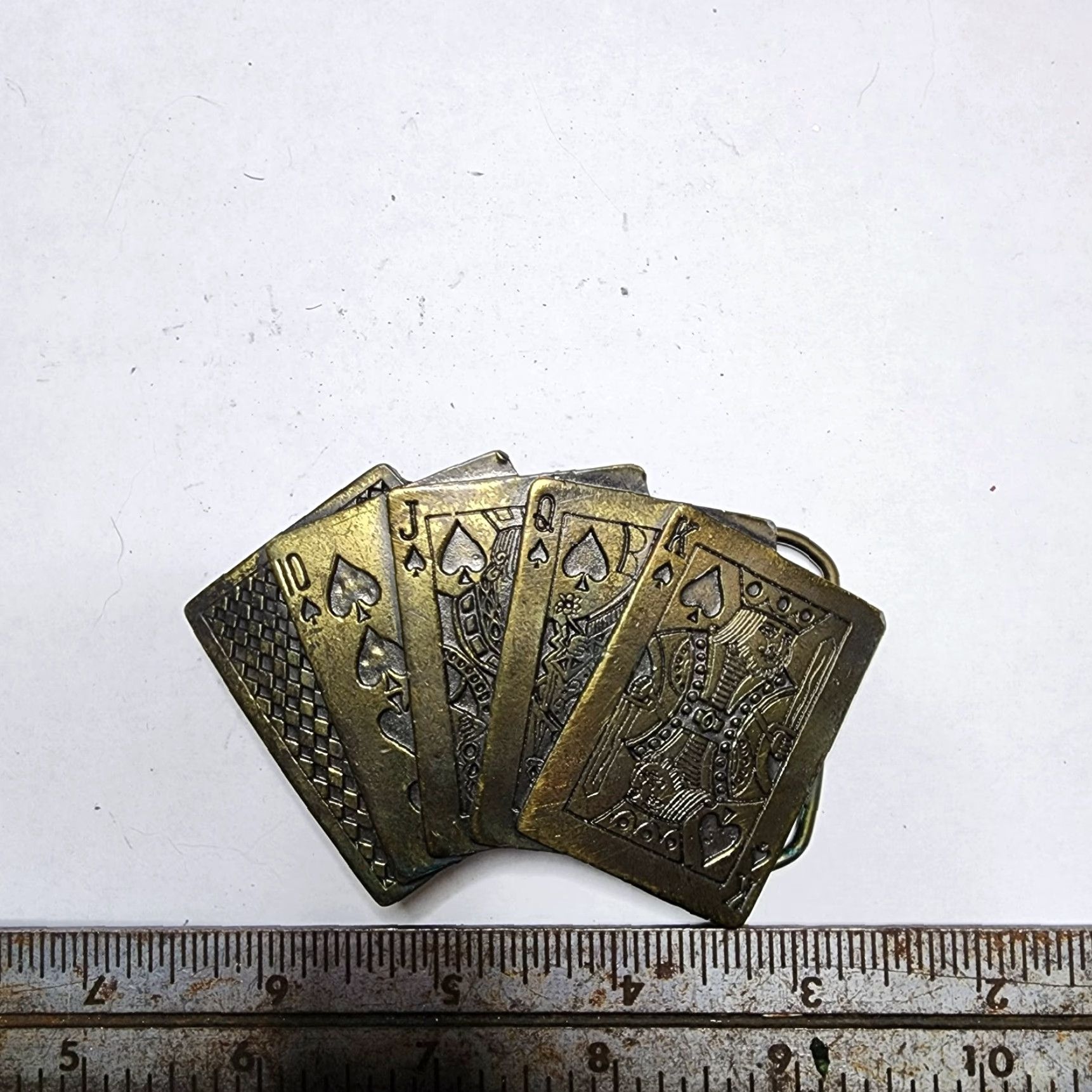 Vintage Vintage Royal Flush Cards Poker Brass Belt Buckle Size ONE SIZE - 4 Thumbnail
