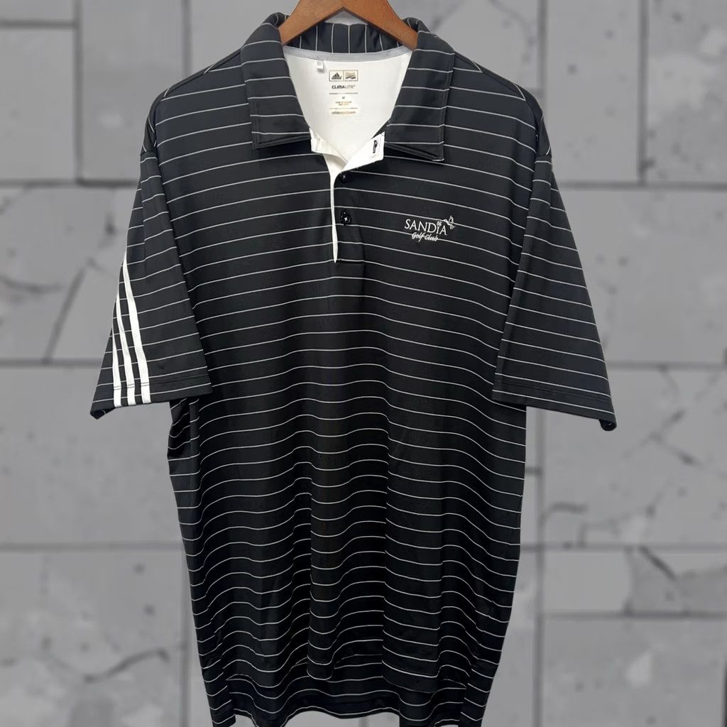 Adidas Adidas Clima Lite Striped Polo Shirt Mens Size M Black Polo ShirtMens M Black Striped Polo Shirt Size US M / EU 48-50 / 2 - 1 Thumbnail