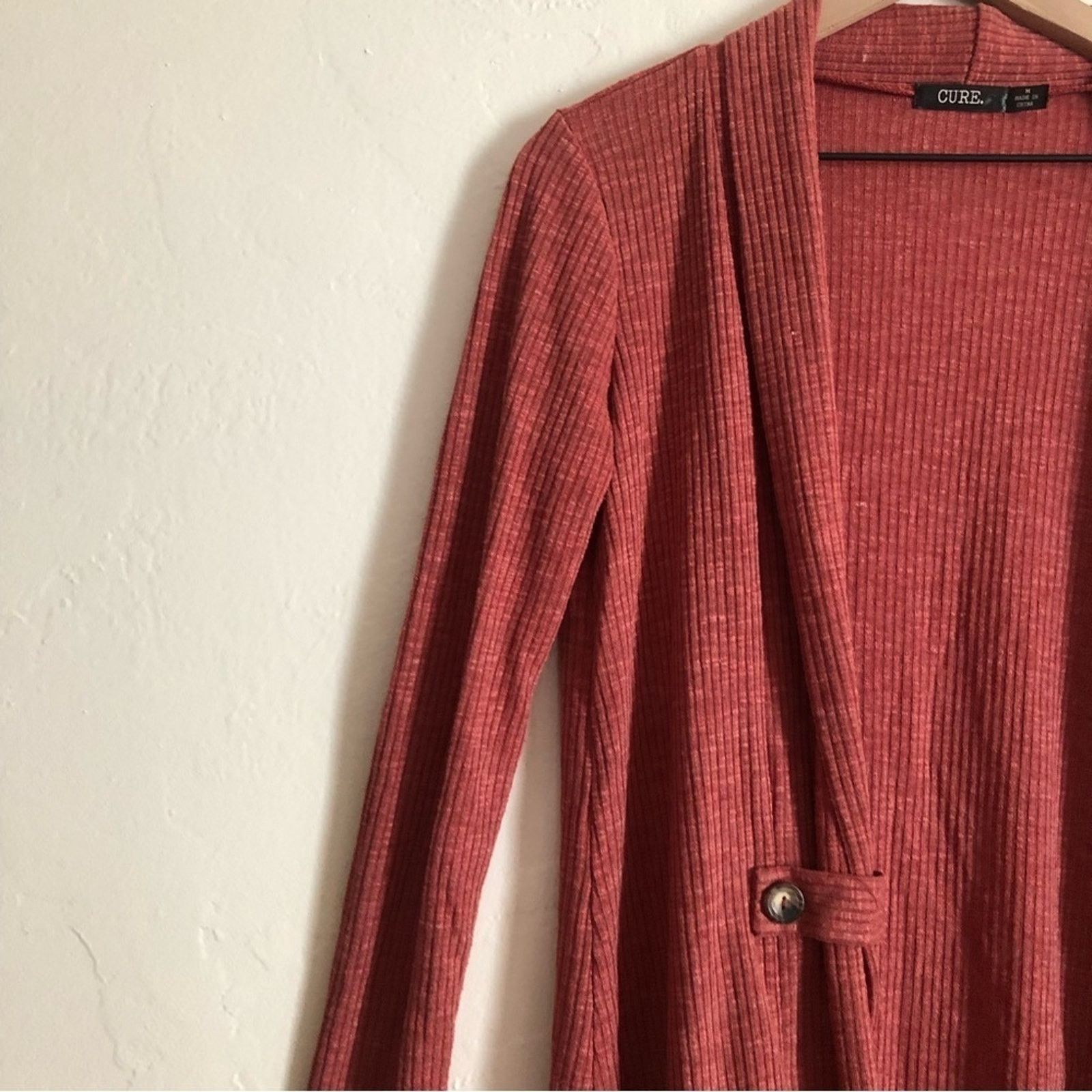 Other Cure Knit Ribbed Long Sleeve Open Button Cardigan Sweater Size M / US 6-8 / IT 42-44 - 2 Thumbnail