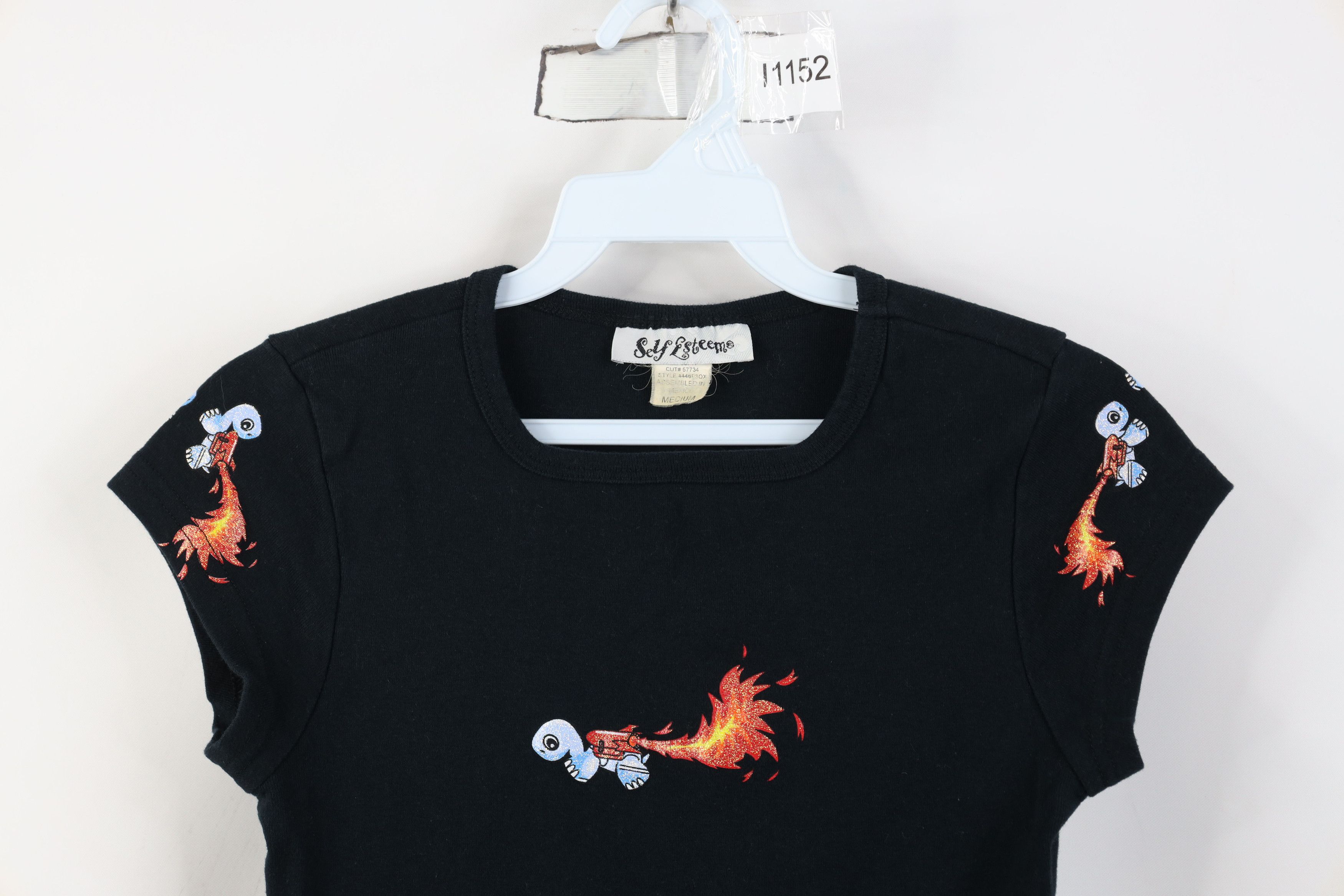 Vintage Vintage 90s Y2K Babydoll Fire Flames Ribbed Knit T-Shirt Size M / US 6-8 / IT 42-44 - 2 Thumbnail