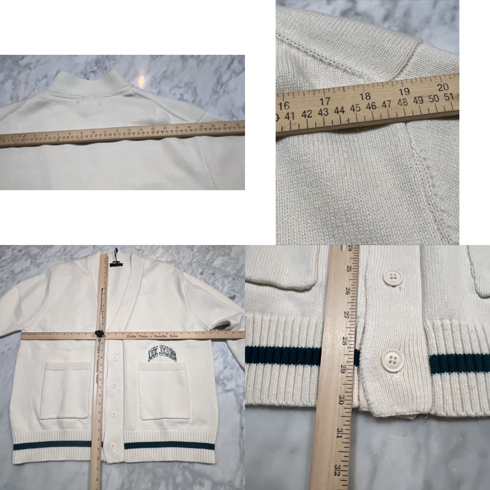 Lee Lee Jeans Cardigan Varsity Sweater Men 2XL Wool Pockets Buttons Preppy NWT V-Neck Long Sleeve Beig e Size US XXL / EU 58 / 5 - 8 Thumbnail