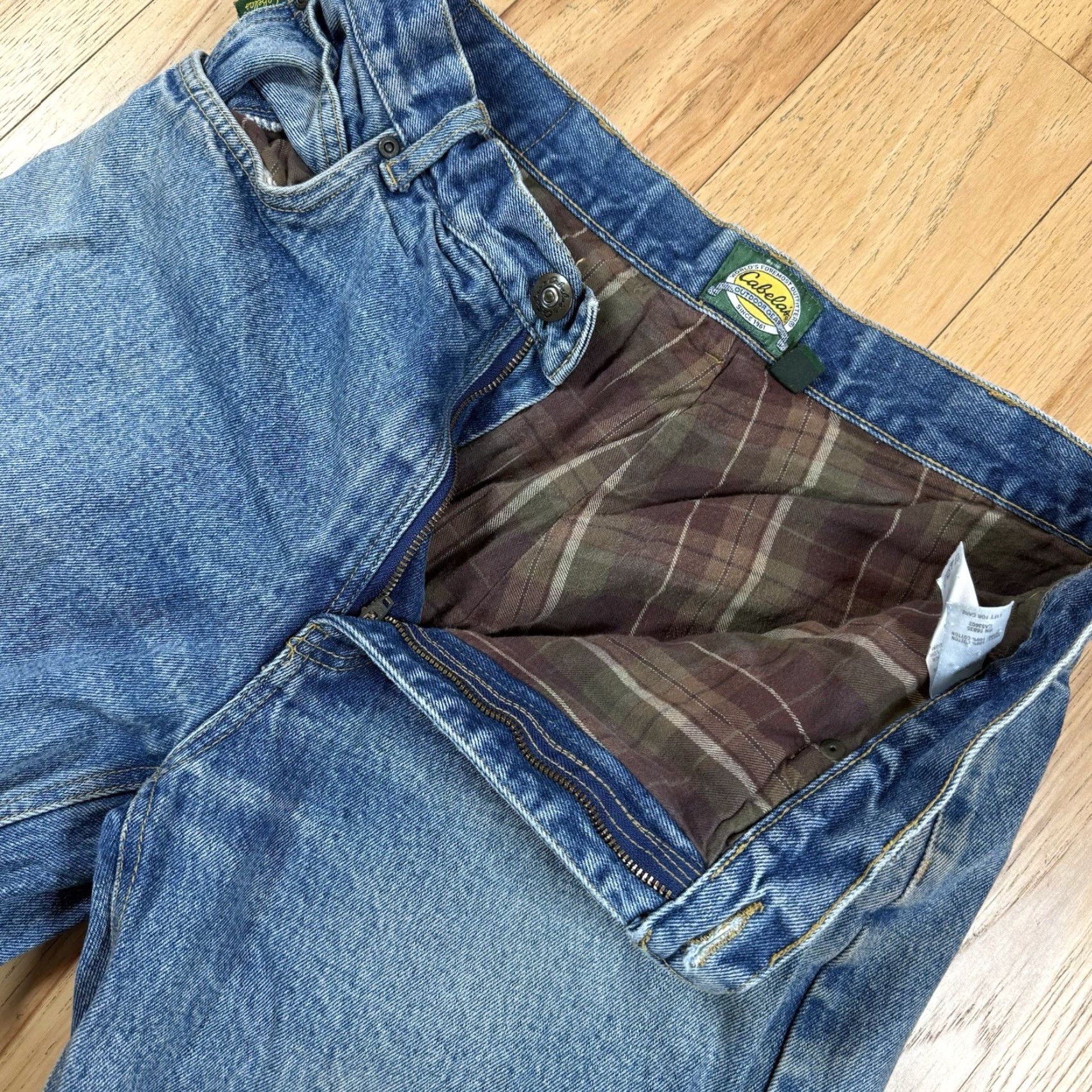 Vintage VINTAGE Cabela's Jeans Flannel Lined Blue Insulated 32x30 Mens Work Hunting Straight Jeans Size US 32 / EU 48 - 2 Thumbnail