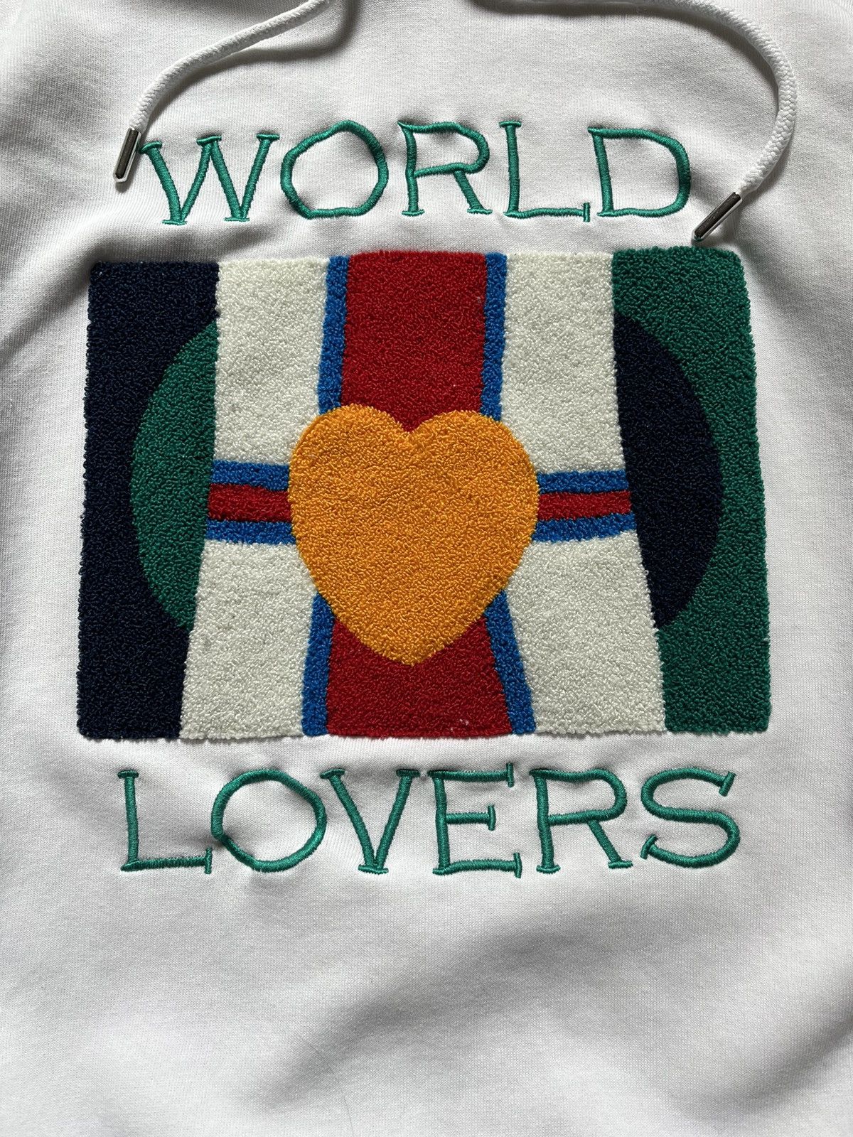 Sandro Vintage Sandro Baggy Hoodie World Lovers Plush Big Logo Y2K Size US S / EU 44-46 / 1 - 2 Thumbnail
