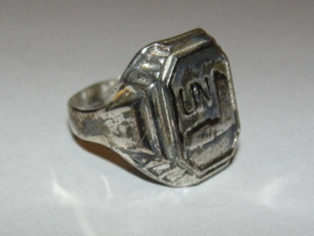Designer Antiqued Sterling Silver United Nations Ring World War II 2 Size ONE SIZE - 2 Thumbnail