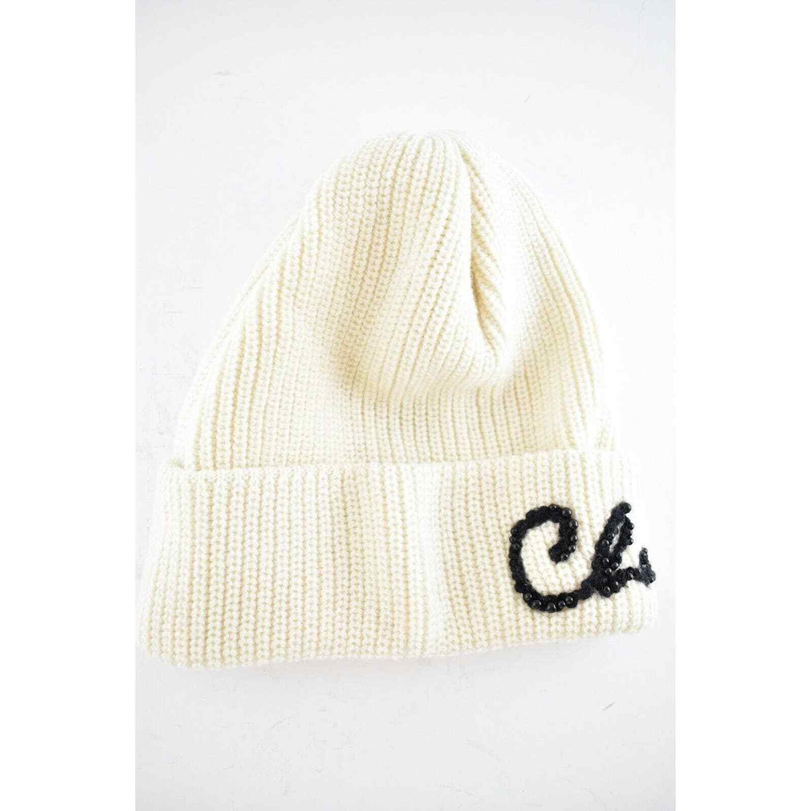 Chanel Chanel Black Pearl White CC Script Logo Beanie Winter Hat Size ONE SIZE - 4 Thumbnail