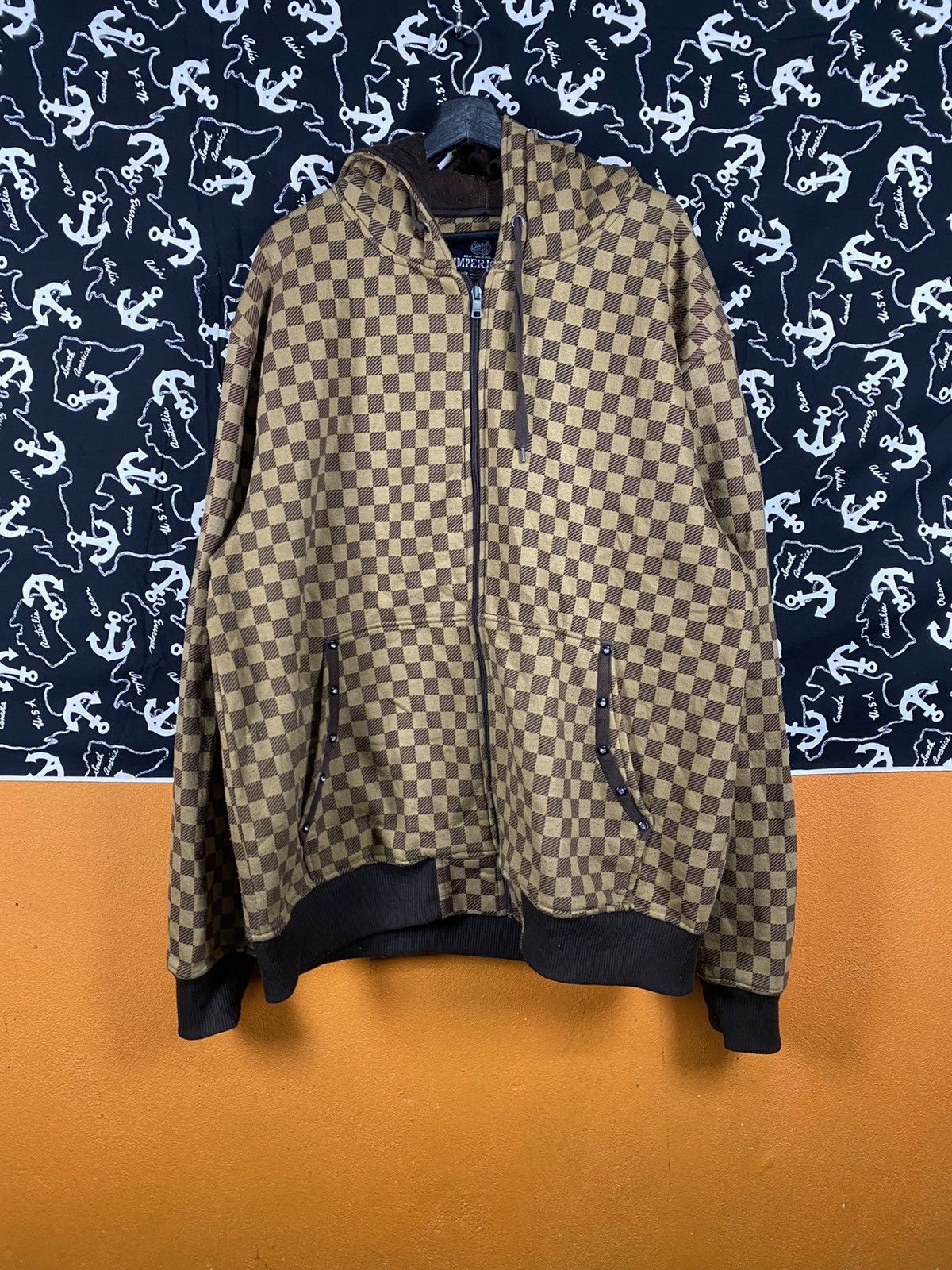 Imperious Imperious Checkered Zip Hoodie | Brown & Tan Pattern Size US XXL / EU 58 / 5 - 3 Thumbnail