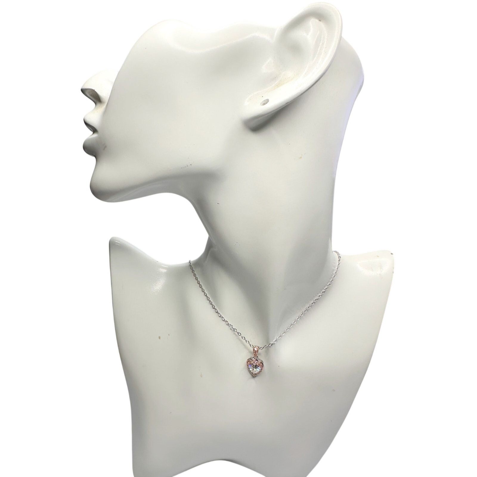 Other Pretty Rhodium Plated Pink Topaz and Zirconia Heart Necklace Size ONE SIZE - 2 Thumbnail