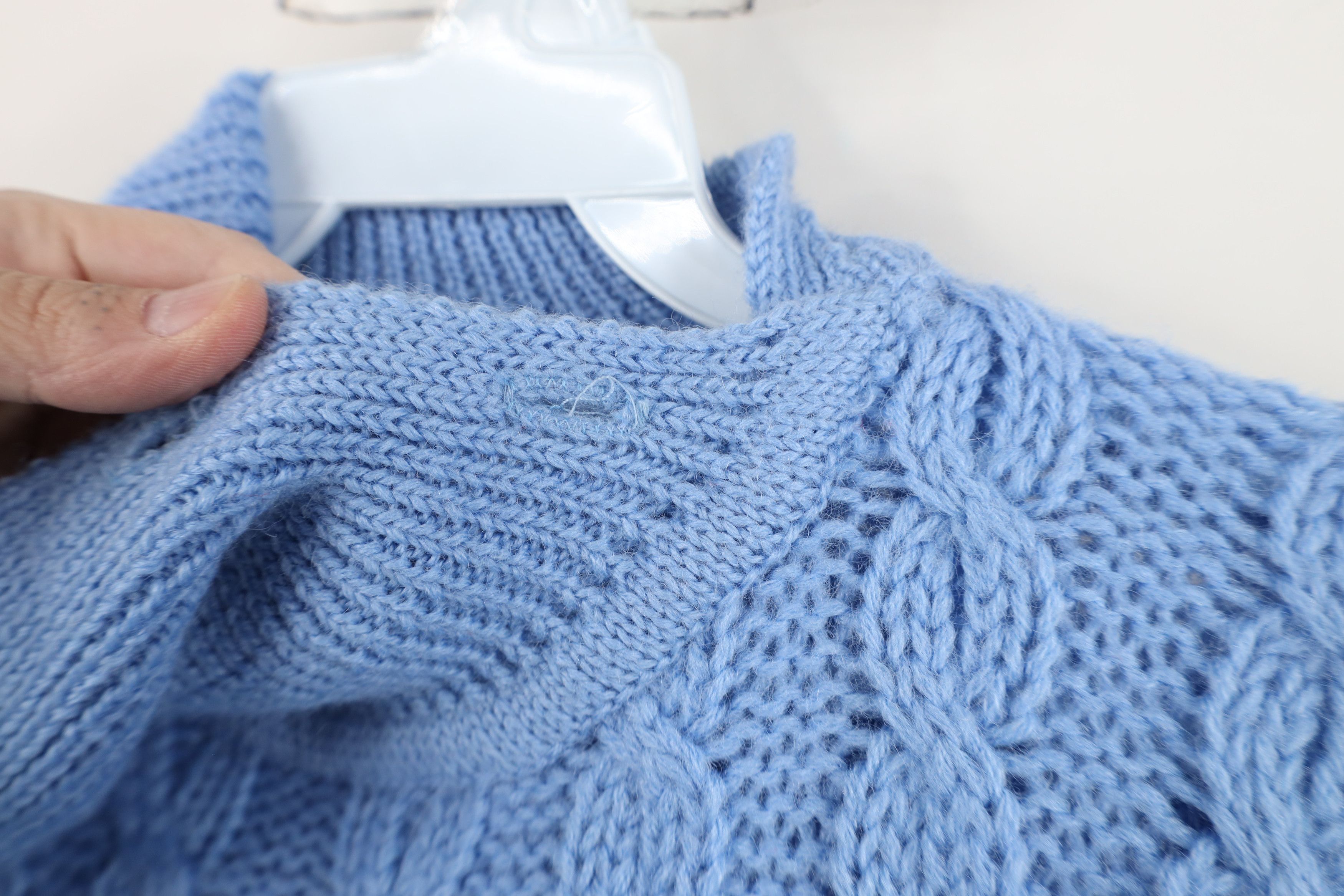 Vintage Vintage 70s Streetwear Chunky Cable Knit Sweater Light Blue Size XS / US 0-2 / IT 36-38 - 7 Thumbnail