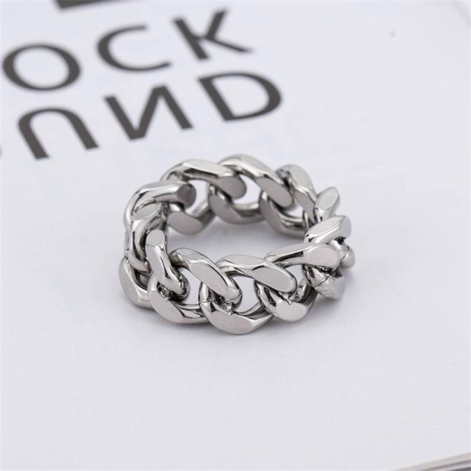 Jewelry Cuban Link Ring, Hollow Ring Size ONE SIZE - 4 Thumbnail