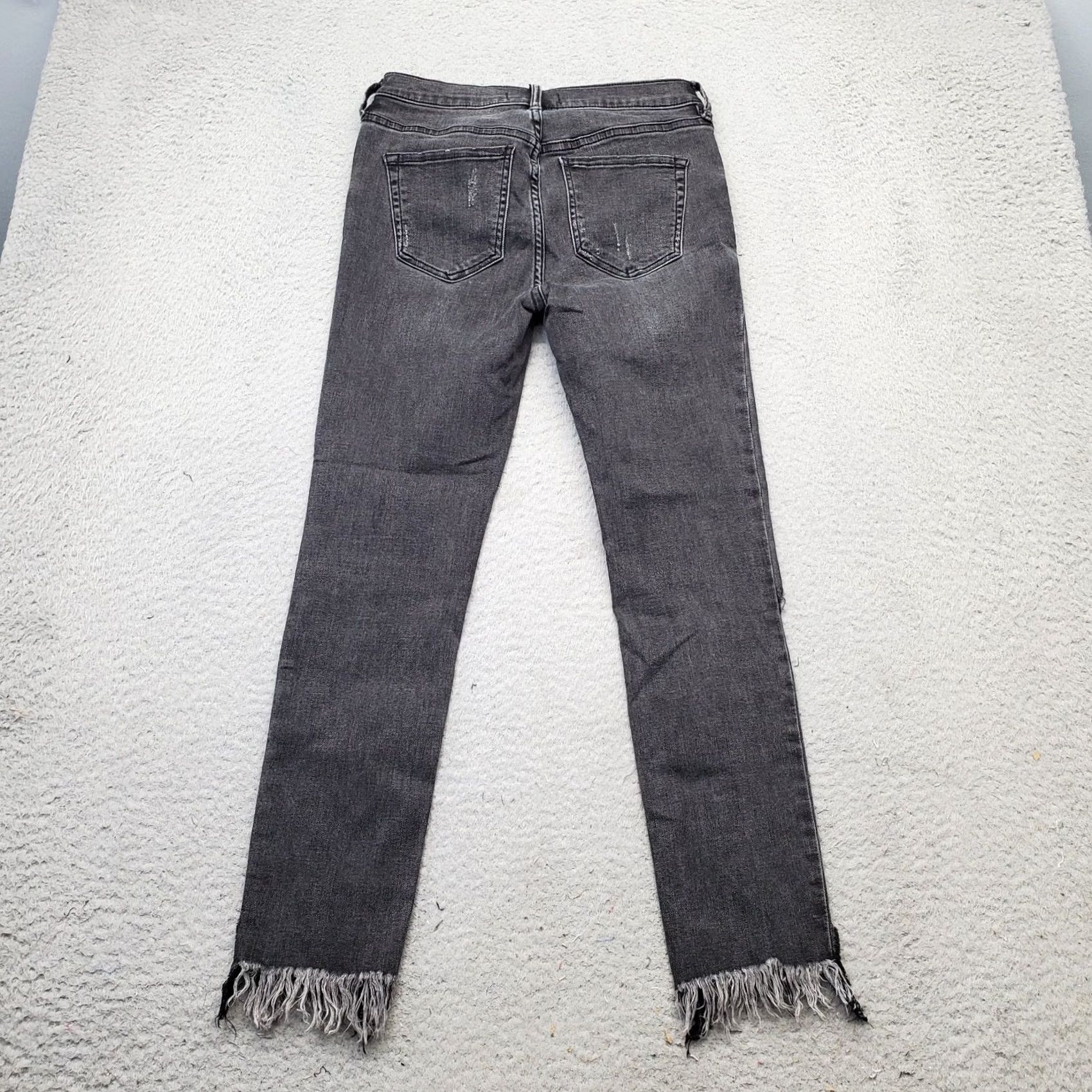 Free People Free People Skinny Jeans Womens Size 26 Multi Distressed Frayed Hem Black Denim Jeans Size 26" / US 2 / IT 38 - 2 Thumbnail