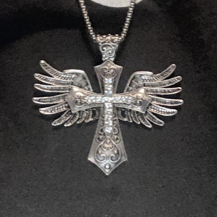 True Religion Y2K cross pendant with wings Grailed