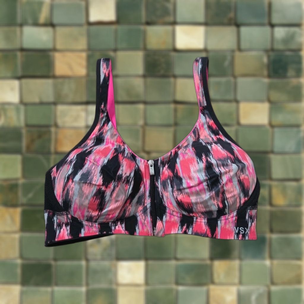 Victoria's Secret Victoria's Secret VSX Womens Sports Bra Padded 34B Hot Pink Multicolor Geometric Activewear Size ONE SIZE - 1 Thumbnail