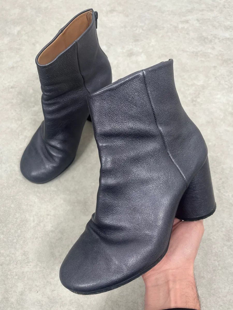 Maison Margiela Maison Margiela Metallic Navy Leather Heels Boots Size US 8 / IT 38 - 1 Thumbnail