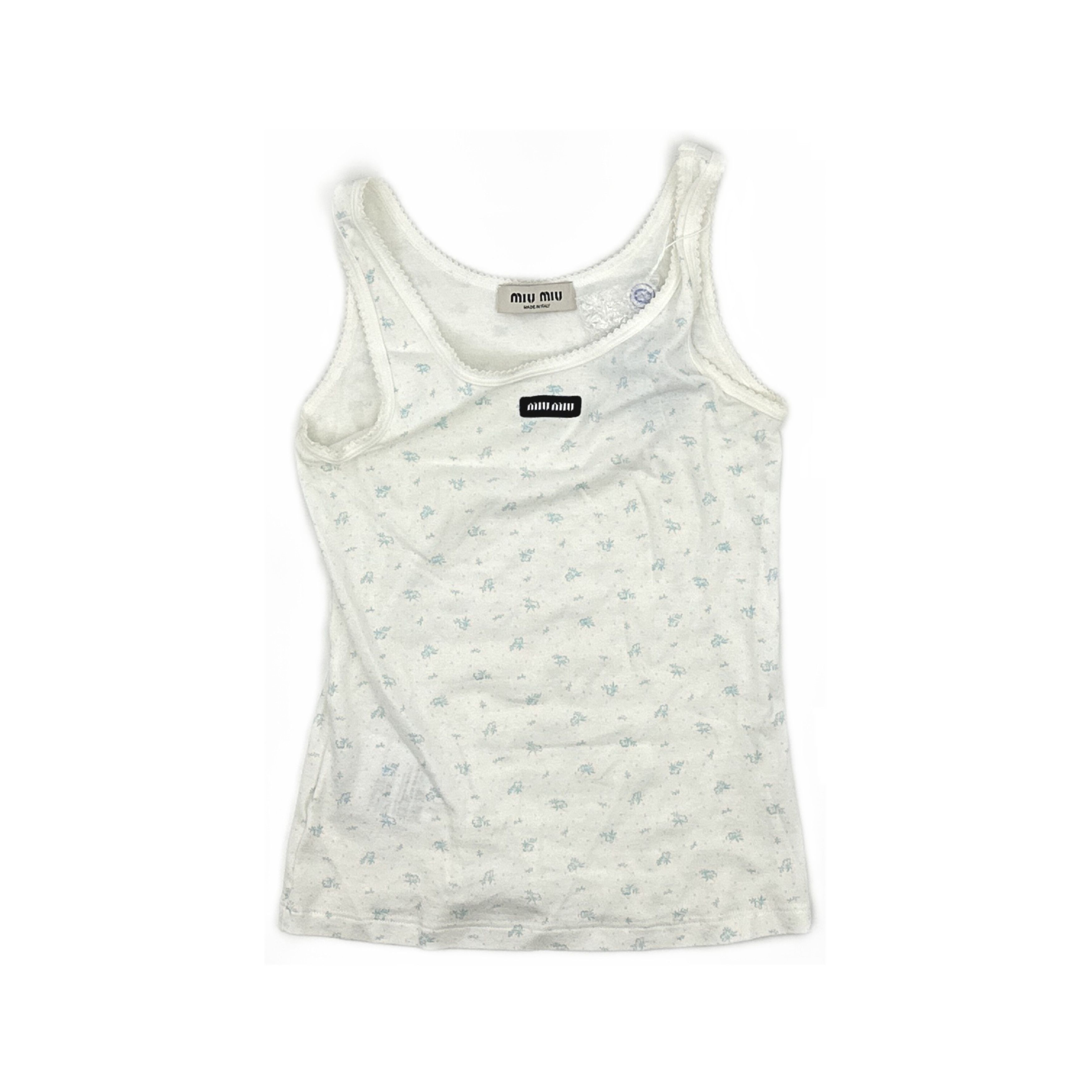 Miu Miu Miu Miu Floral Logo Tank Top Size S Size S / US 4 / IT 40 - 1 Thumbnail