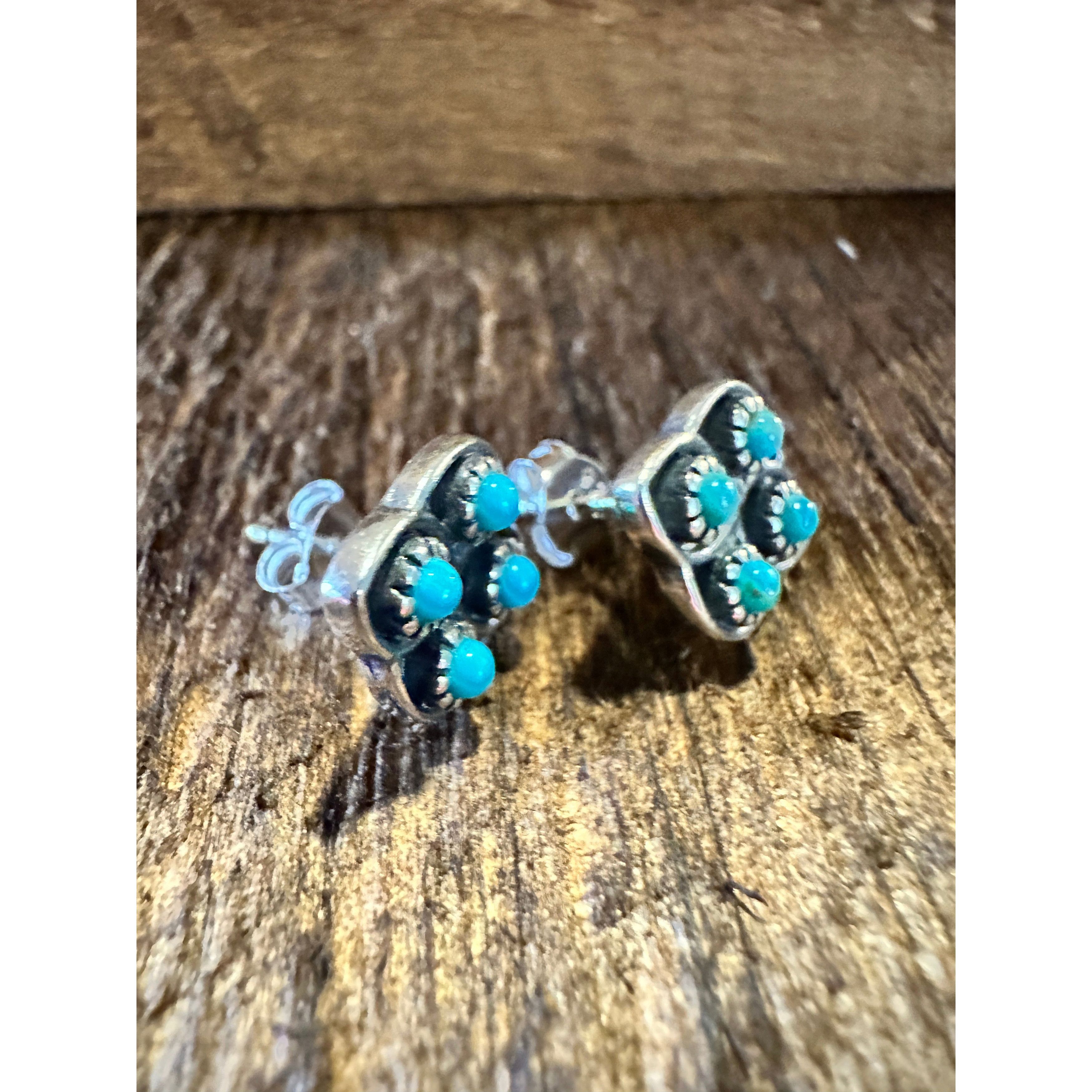 Other Navajo Lucia Turquoise Sterling Silver Stud Earrings - Handc Size ONE SIZE - 6 Thumbnail