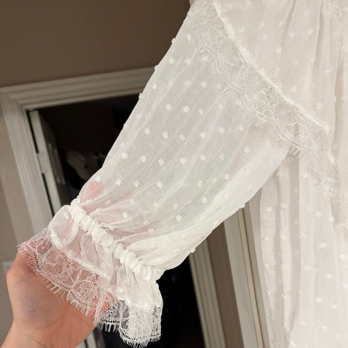 Other POL Swiss Dot Boho Cottagecore White Ruffle Lace Top NWOT Size S / US 4 / IT 40 - 4 Thumbnail