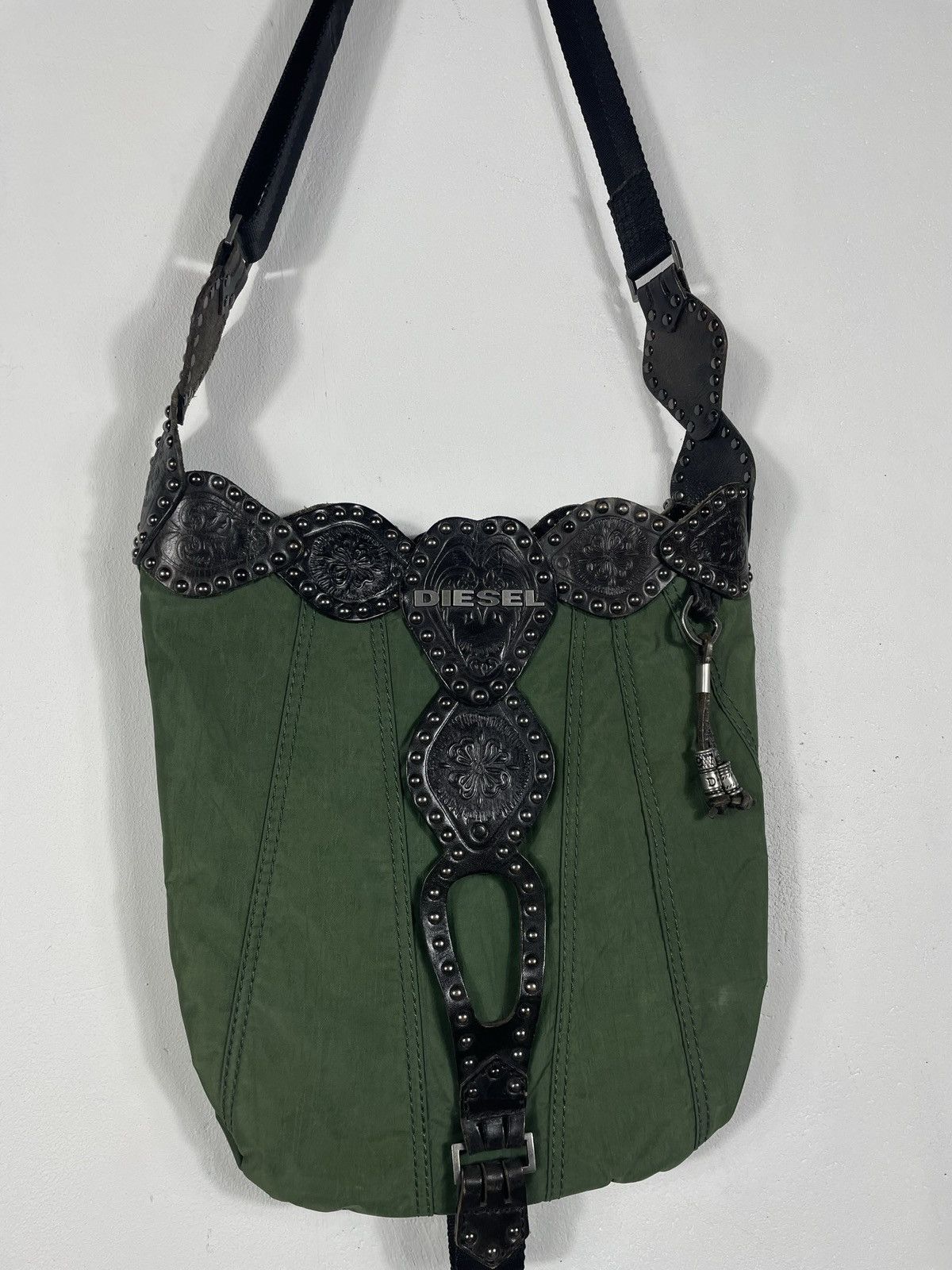 Diesel × Japanese Brand × Vintage Diesel Retro 00s Leather Nylon Avant Garde Shoulder Hand Bag Size ONE SIZE - 4 Thumbnail