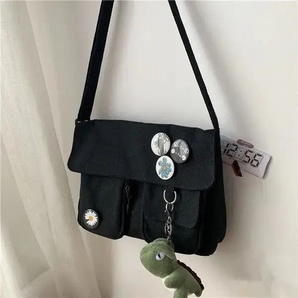 VIBE Women Black Canvas Messenger Bag Size ONE SIZE - 2 Thumbnail