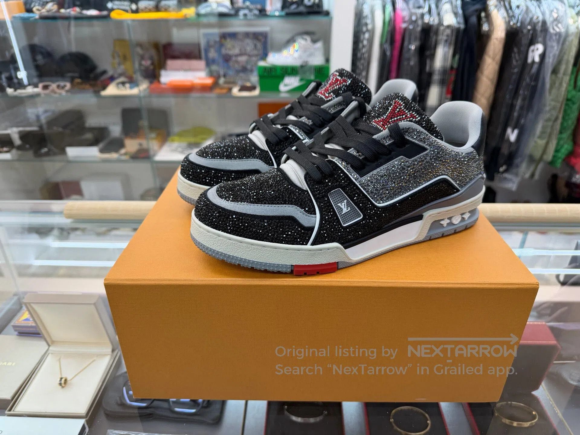 Louis Vuitton lv trainer cement gray diamond sneakers. Size US 10 / EU 43 - 1 Thumbnail