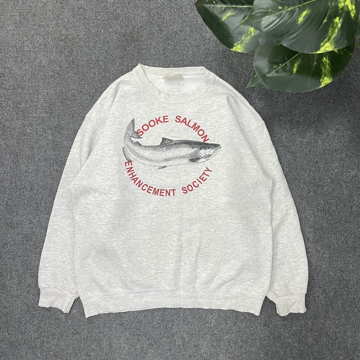 Hanes × Vintage 1990s Sooke Salmon Enhancement Society Crewneck Sweatshirt Size US M / EU 48-50 / 2 - 1 Thumbnail
