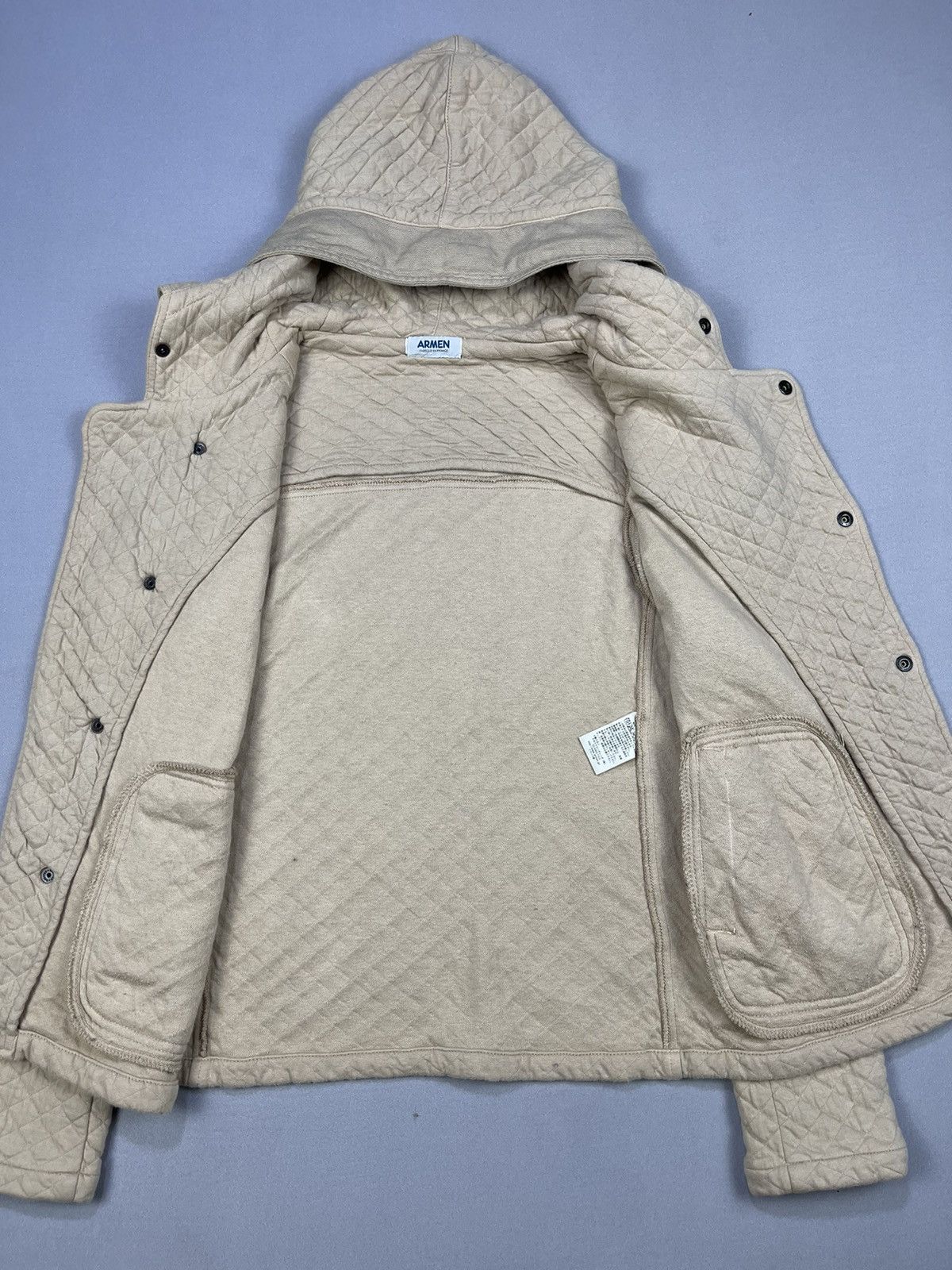 Vintage France Designer ARMEN Diagonal Button Up Quilted Hoodies Size M / US 6-8 / IT 42-44 - 5 Thumbnail