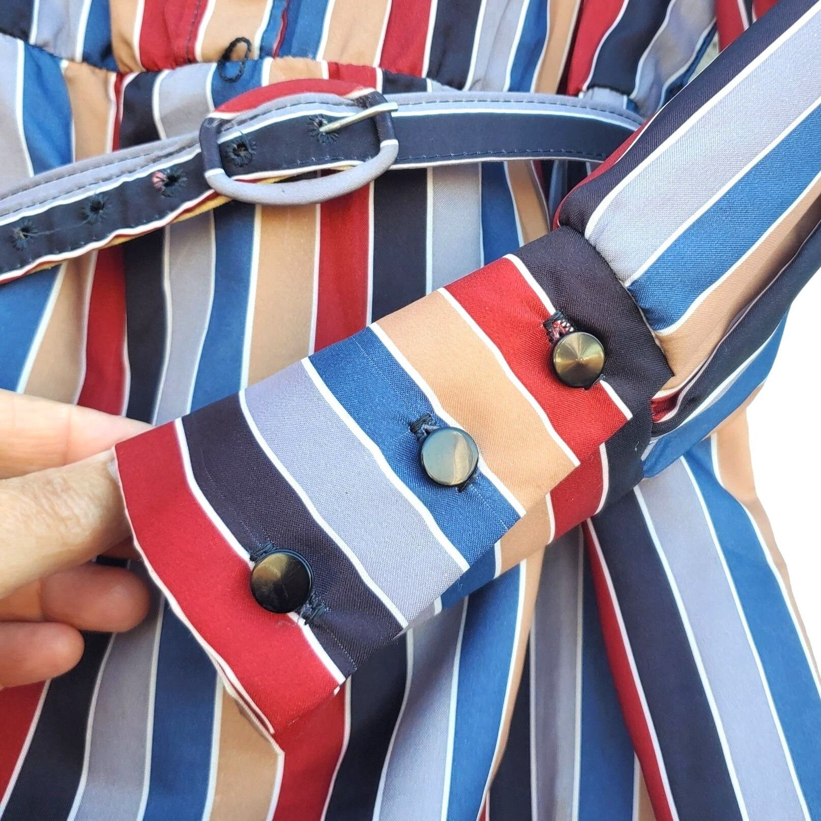 Vintage Vintage Shirtdress Dress Stripe Long Sleeve S 70s Modest Pol Size S / US 4 / IT 40 - 3 Thumbnail
