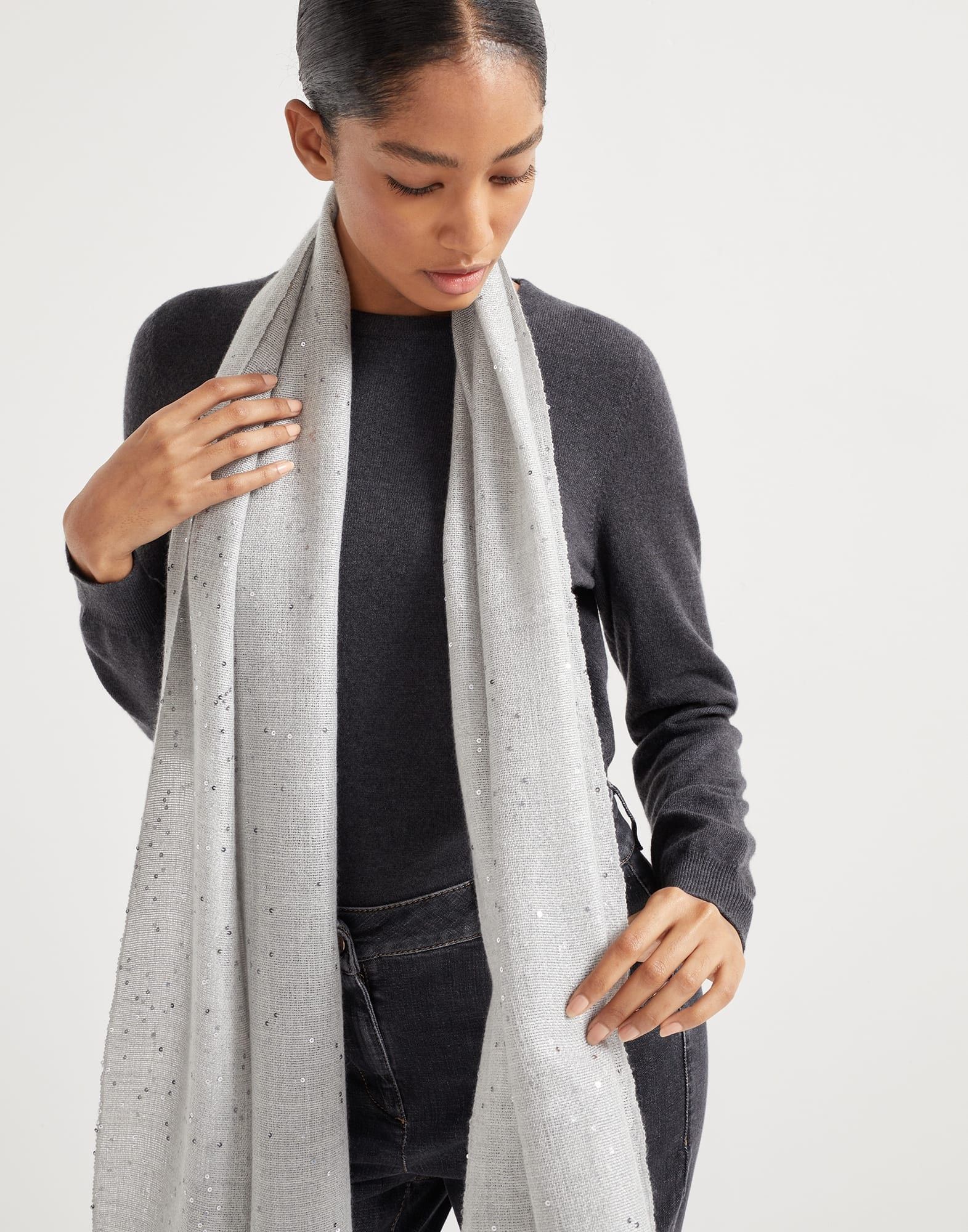 Brunello Cucinelli o1la1rc1a0425 Size: OS/Scarf in Beige Size ONE SIZE - 4 Thumbnail