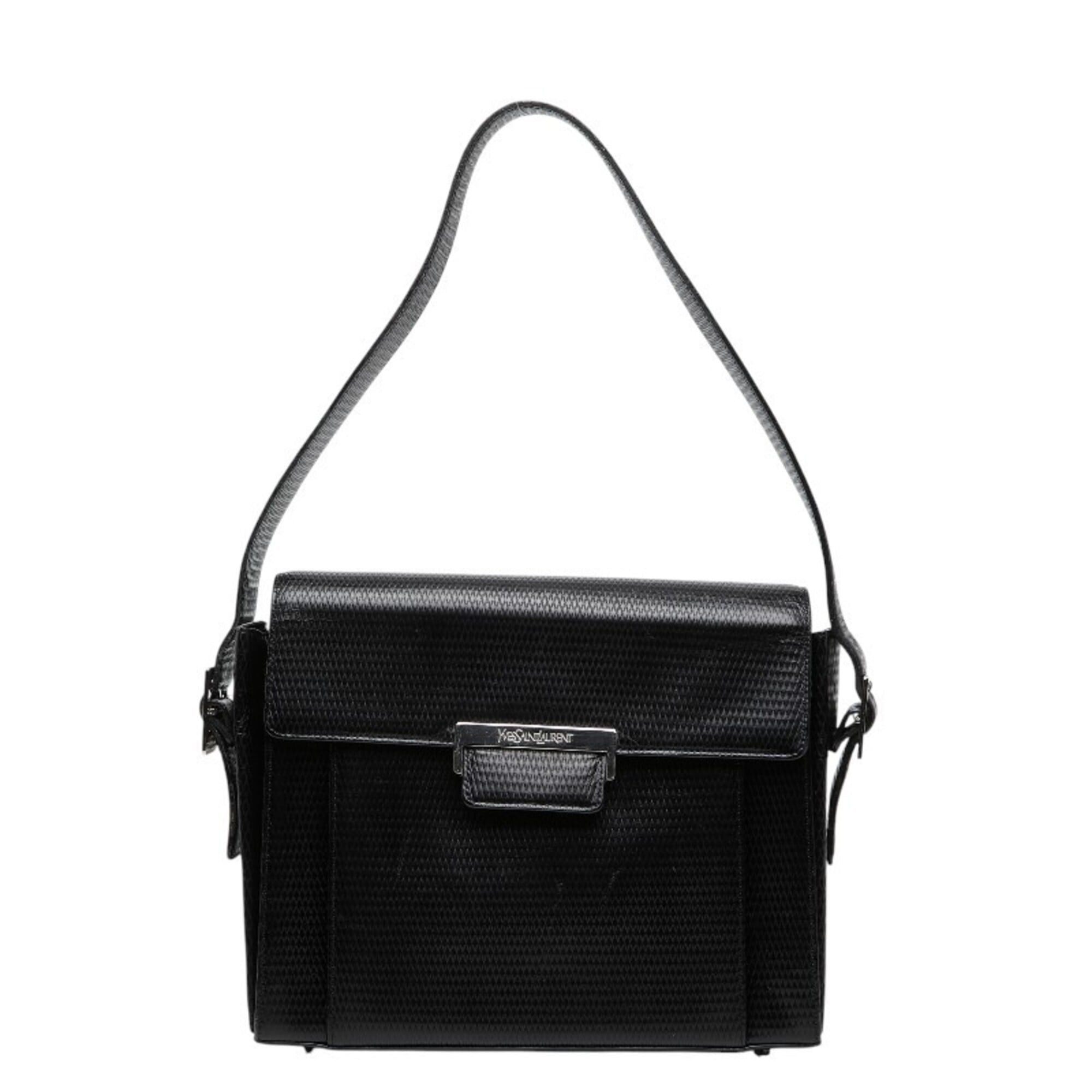 Saint Laurent Paris Saint Laurent embossed one-shoulder bag, black leather, women's. Size ONE SIZE - 1 Thumbnail