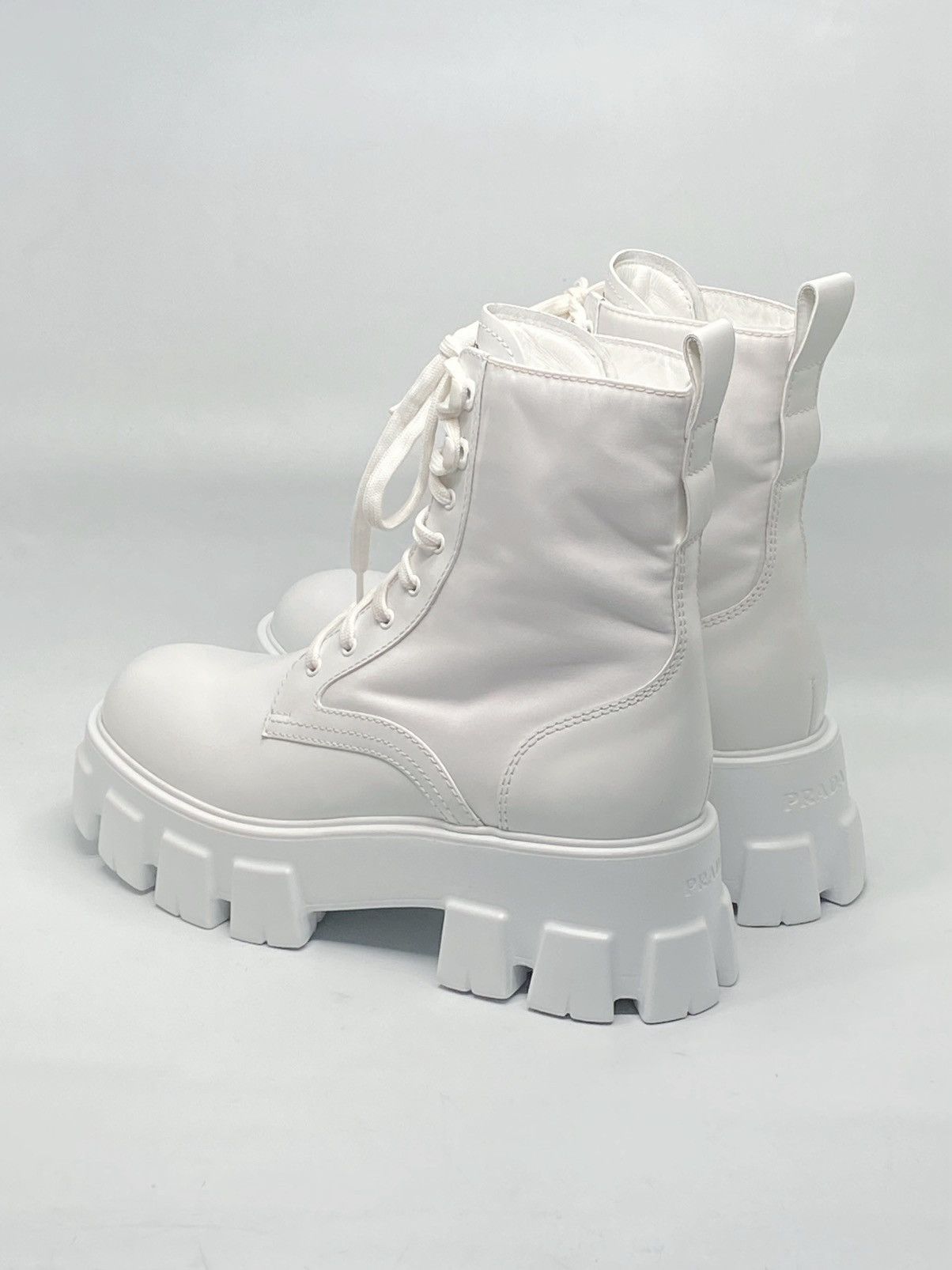 Prada Prada Monolith Leather & Nylon Lug Sole Combat boots size 40 Size US 10 / IT 40 - 8 Thumbnail