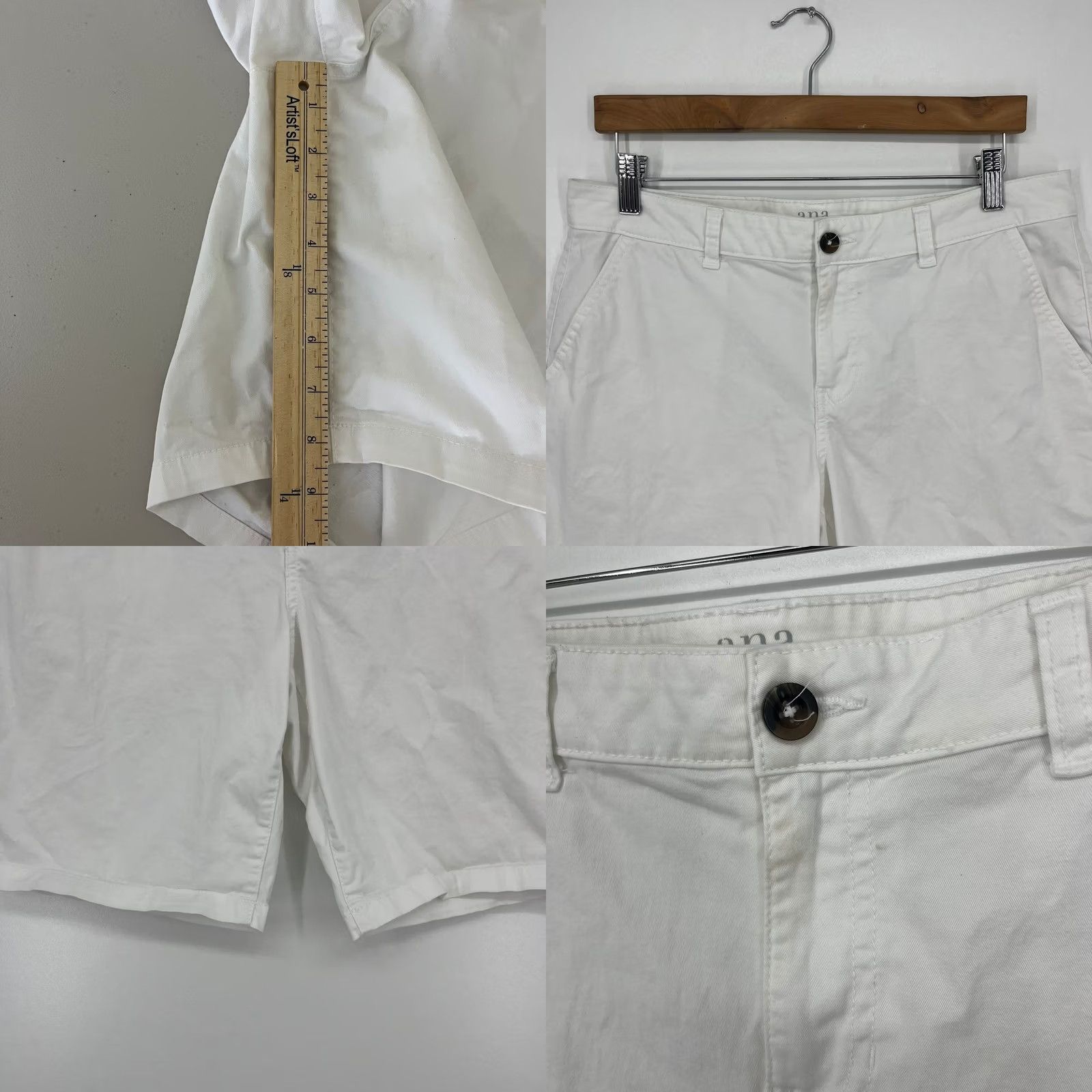 Vintage ana A New Approach Bermuda Shorts White Stretch Cotton Casual Womens Size 8 Quiet Vintage? (Note: No, not vintage) Size 30" / US 8 / IT 44 - 8 Thumbnail