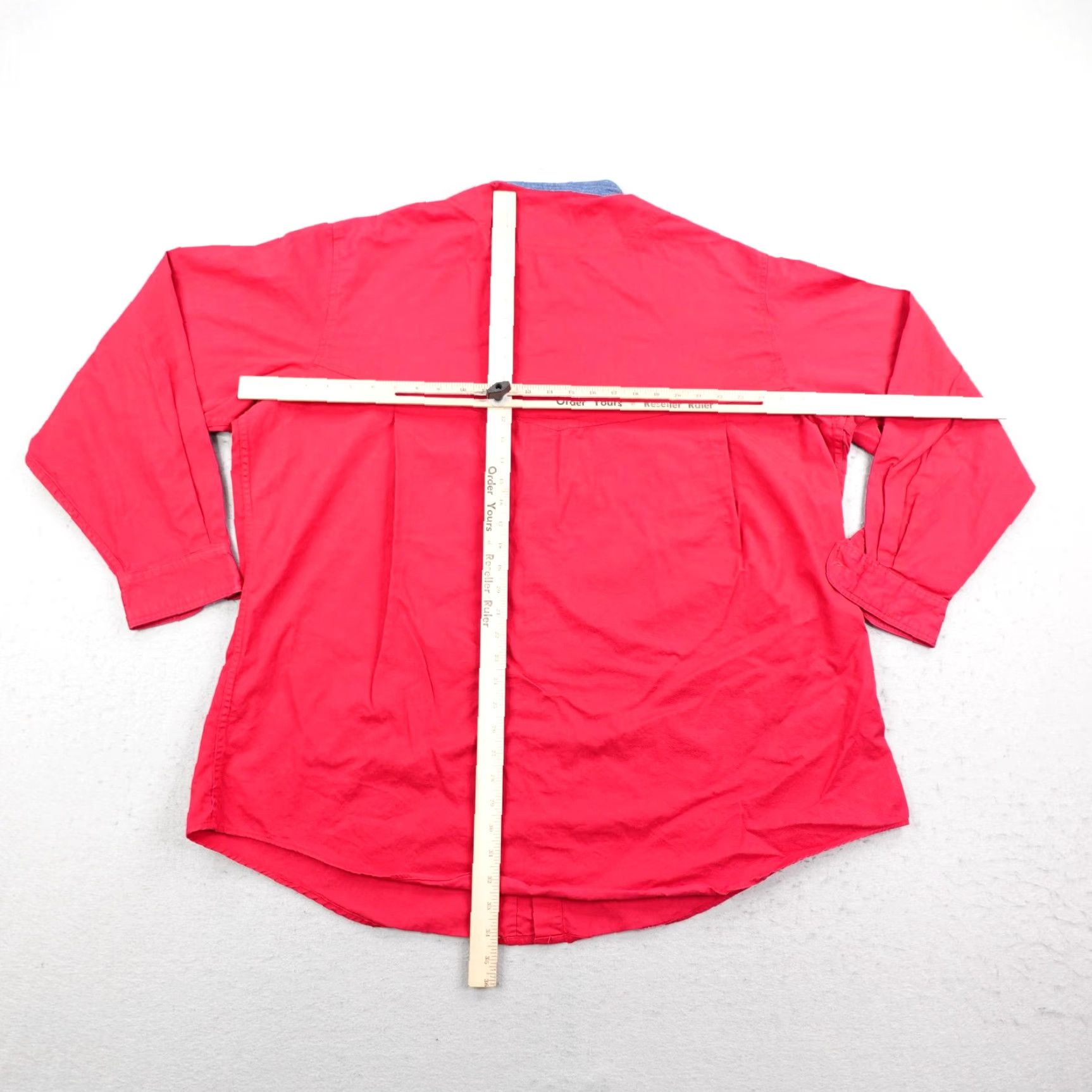 Vintage Vintage Panhandle Slim Shirt Mens 3XL Red Denim Band Collar Western Button Up Size US XXL / EU 58 / 5 - 4 Thumbnail