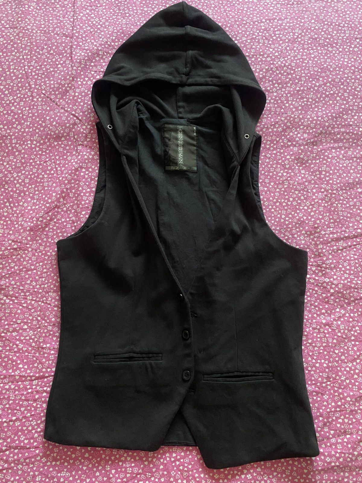 Other Rare Streetwear Hybrid – Sleek Black Vest w/ Hood Size M / US 6-8 / IT 42-44 - 1 Thumbnail