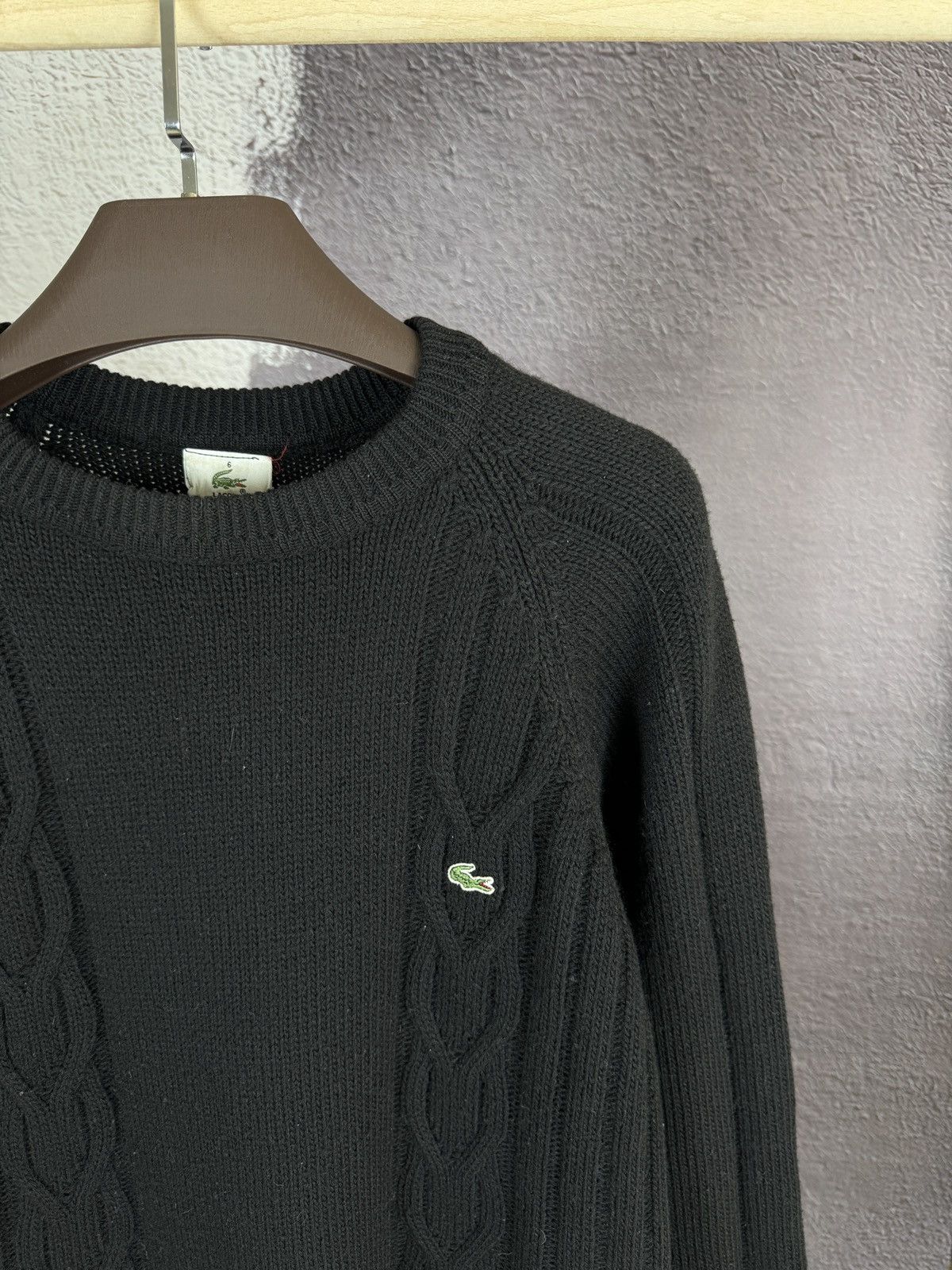 Lacoste Lacoste vintage 90s Black Wool cable knitted sweater Size US XL / EU 56 / 4 - 4 Thumbnail