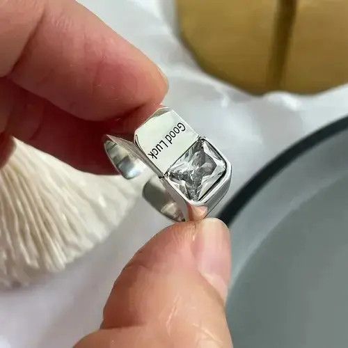Jewelry Good Luck Open Ring in Silver, Men's