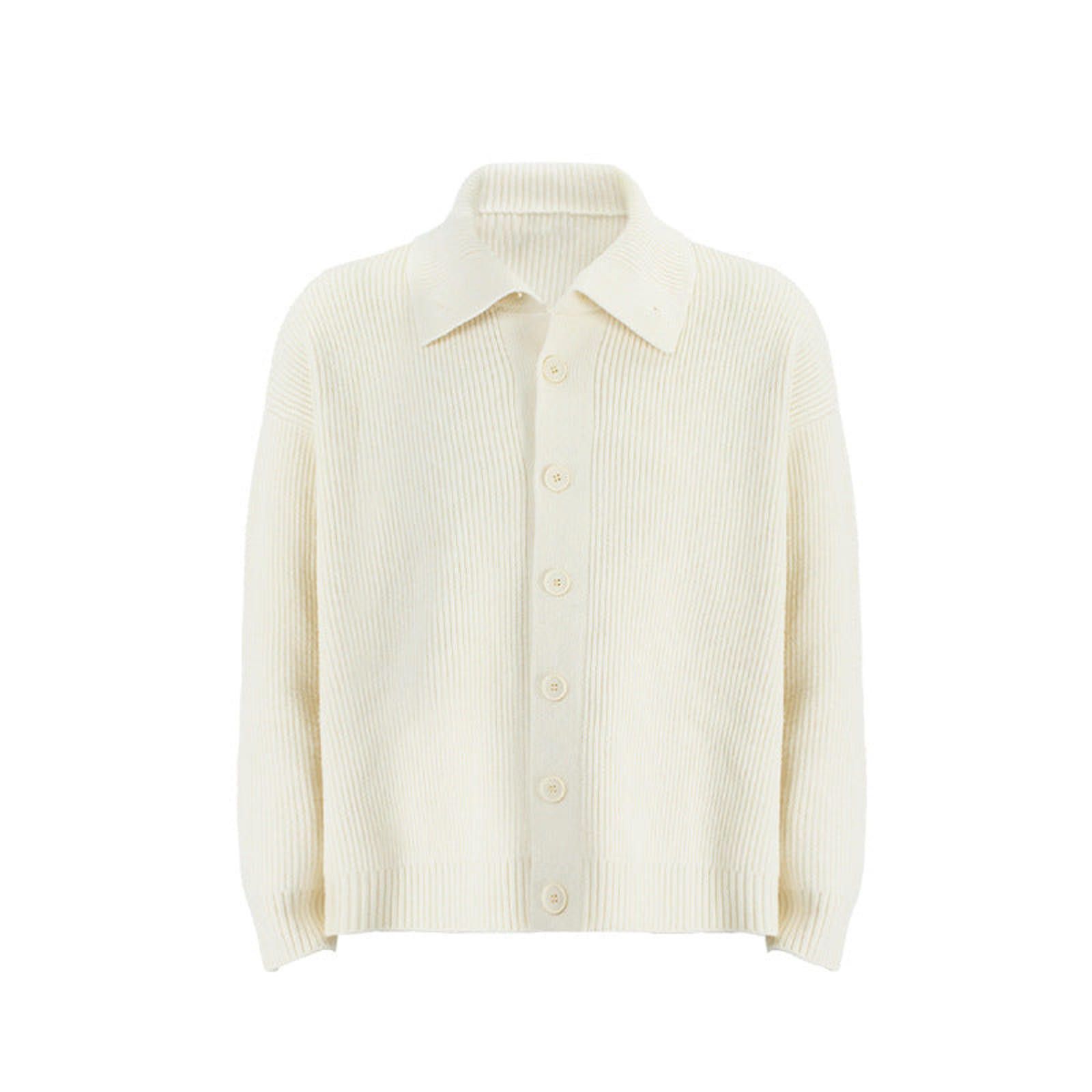 Vintage Cream Ribbed Button-Up Knit Sweater, Casual Menswear Size US M / EU 48-50 / 2 - 2 Thumbnail